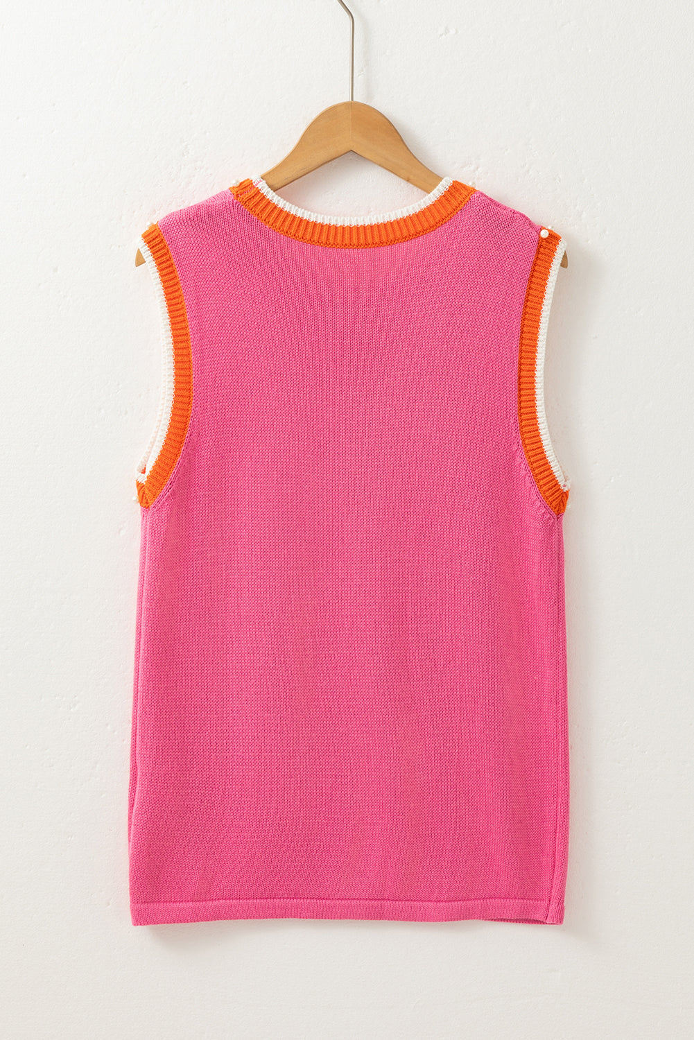 Contrast Detail Trim Pearl Knit Top Tank Top