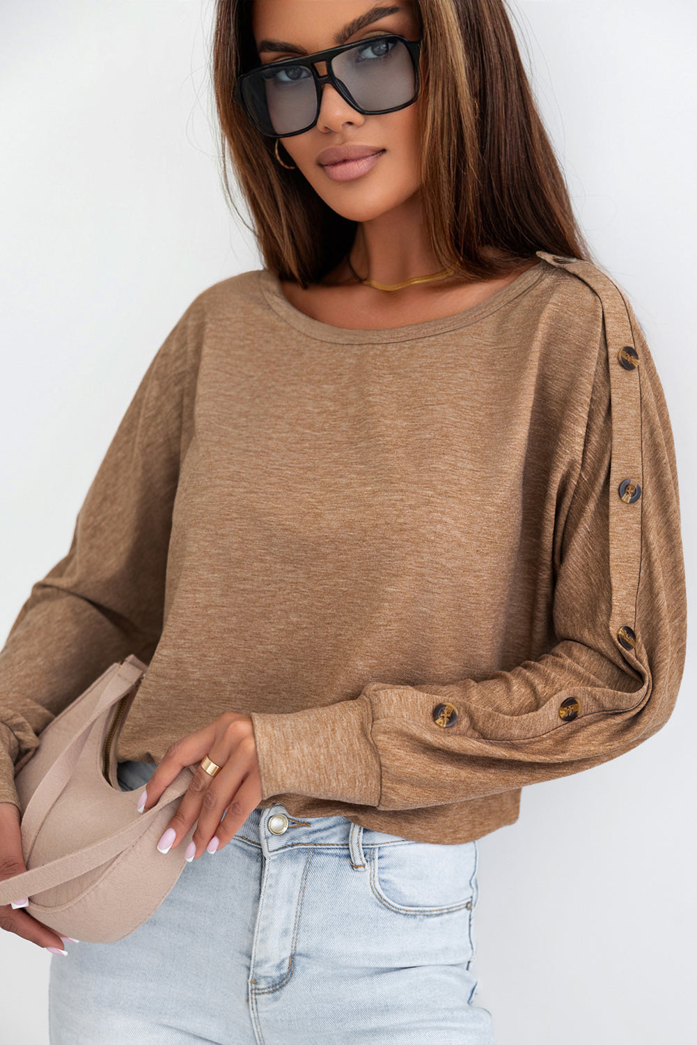Women's Dolman Sleeve Solid Color Top