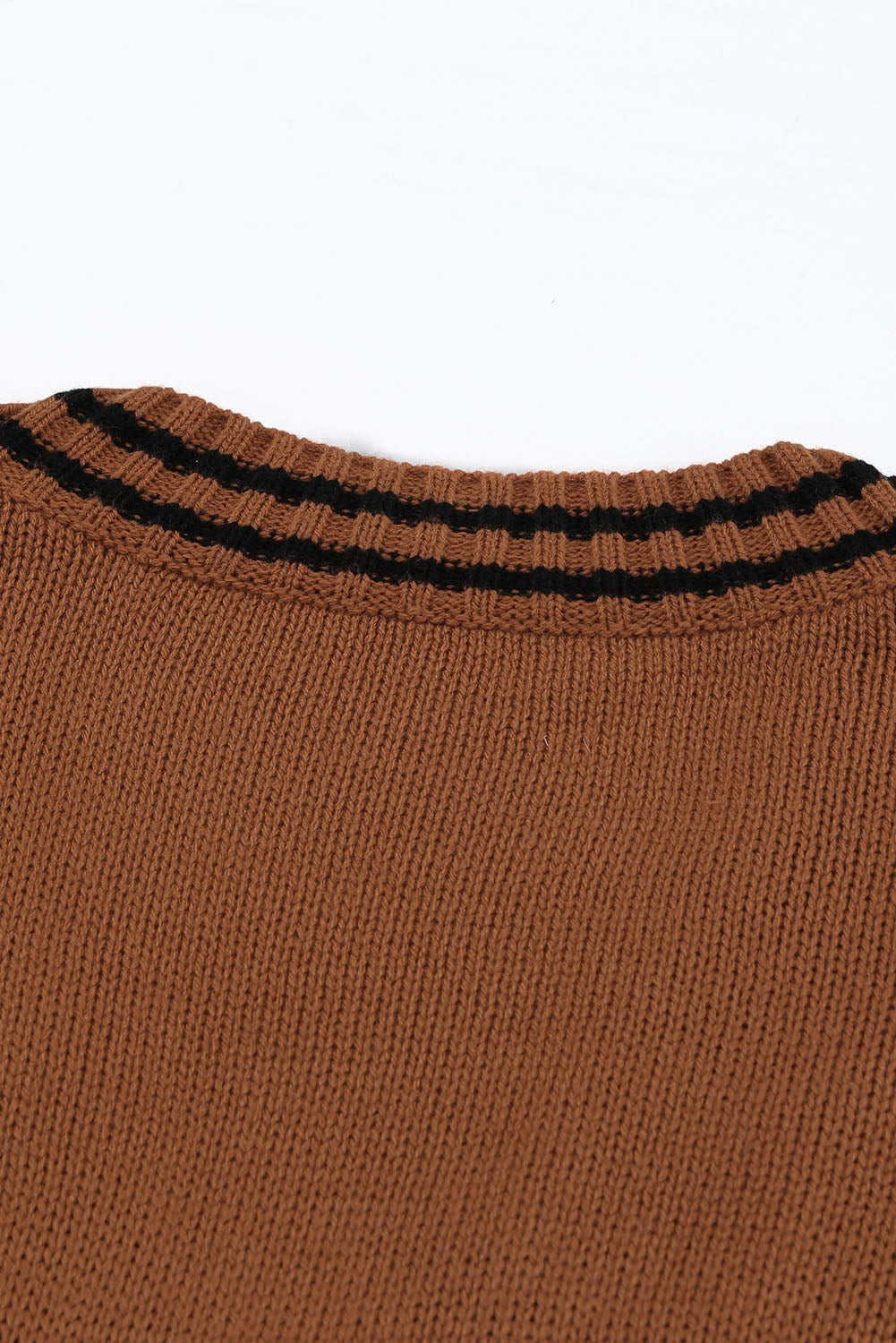 Women's Sweater with Stripes Trims Short-Sleeve