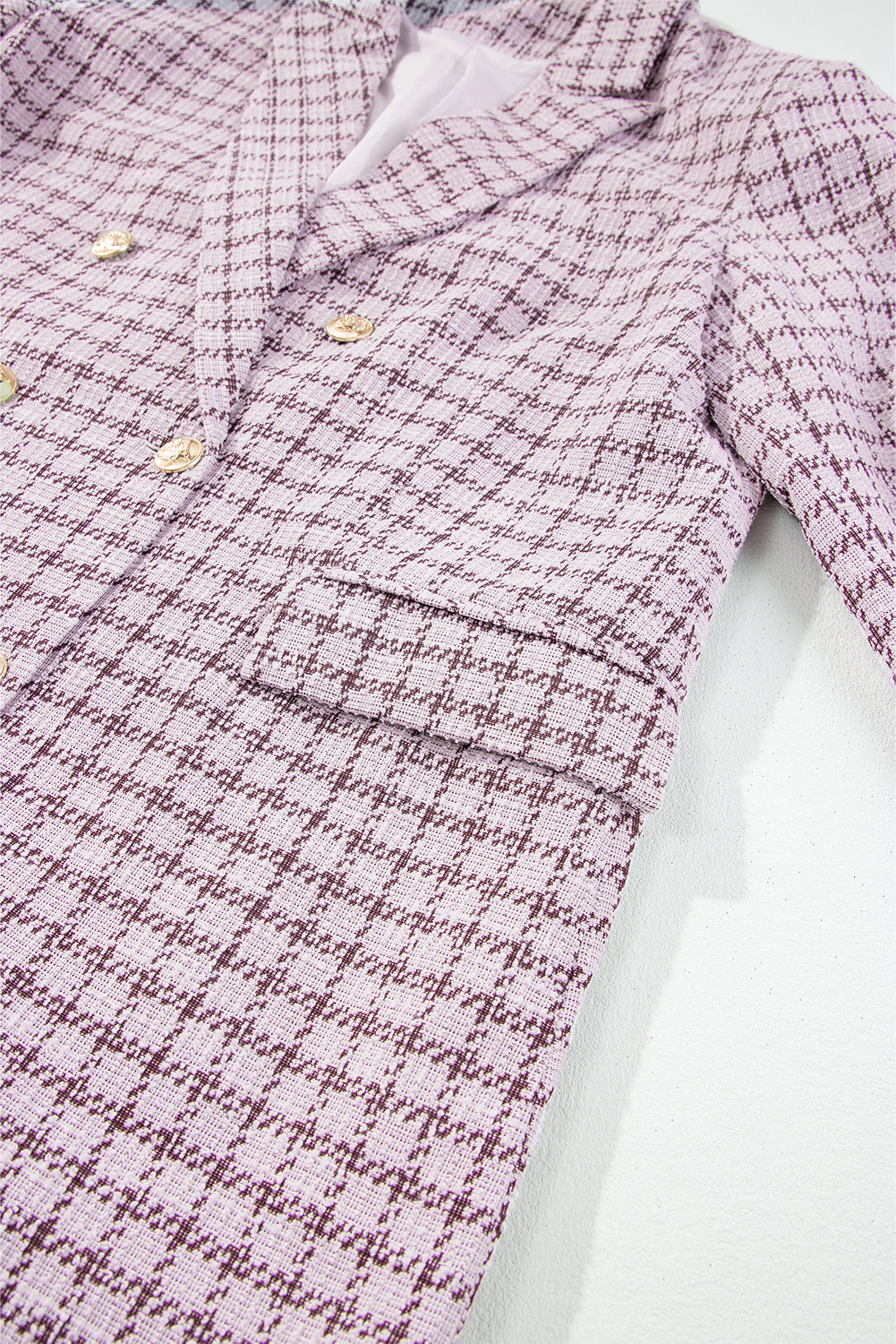 Refined Tweed Plaid Blazer in Burgundy