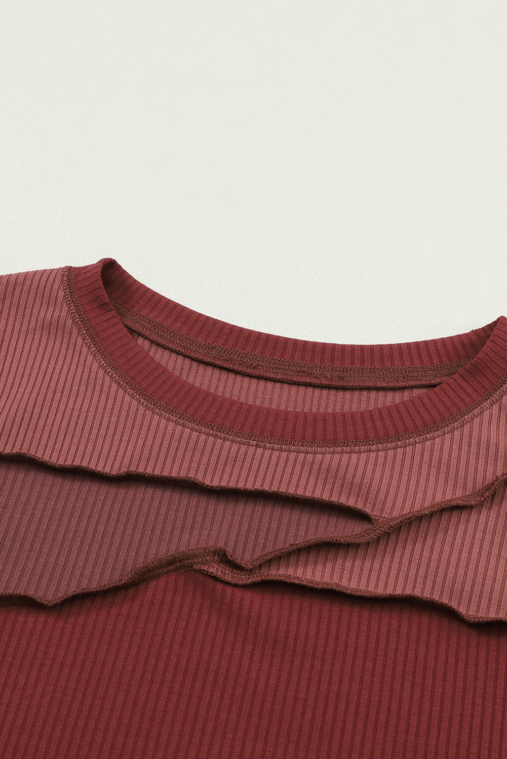 Women's Rib-Knitted Expose Seam Knit Top
