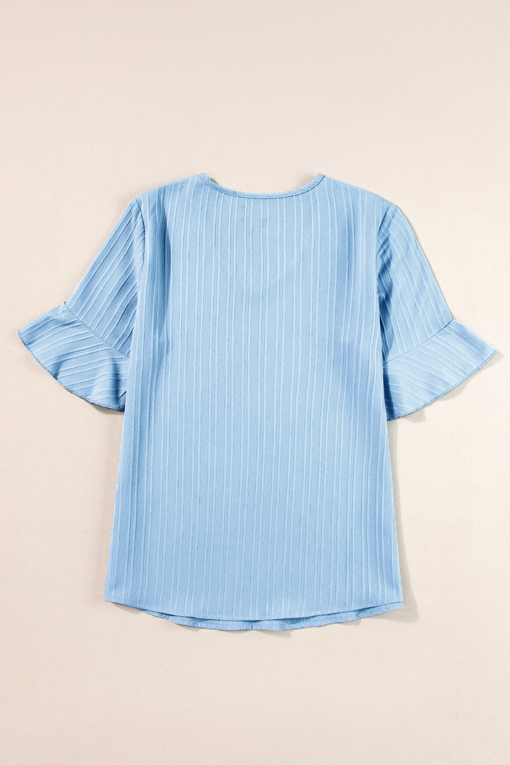 Top for Women Ruffle-Trimmed V Neck Textured
