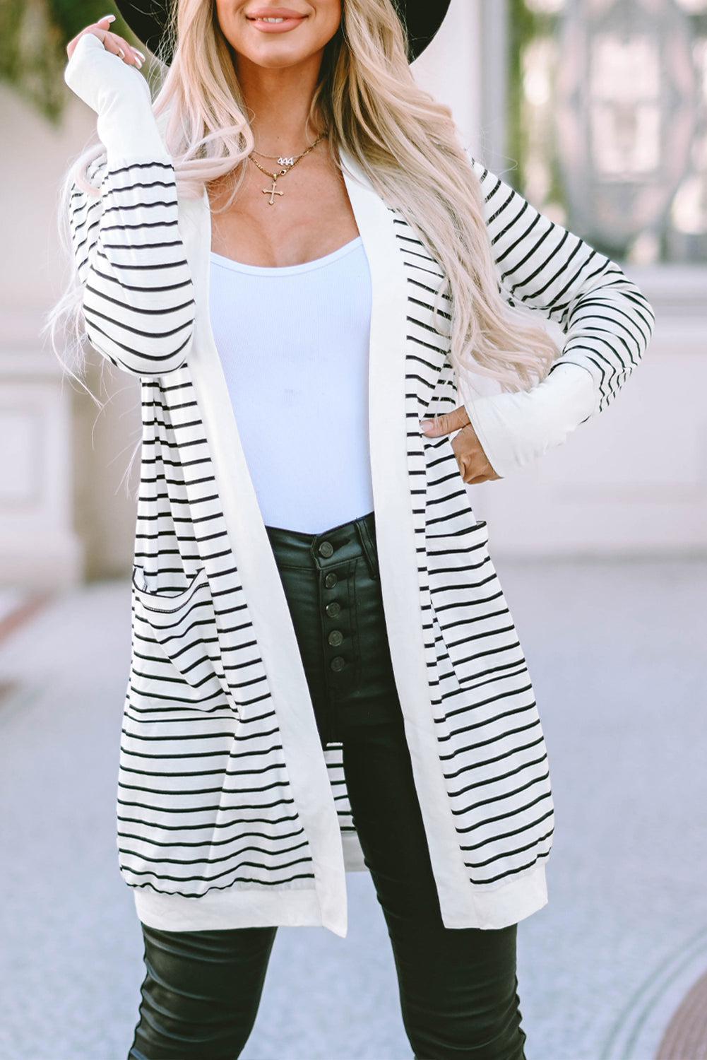 Women's Open Front Side Pockets Cardigan