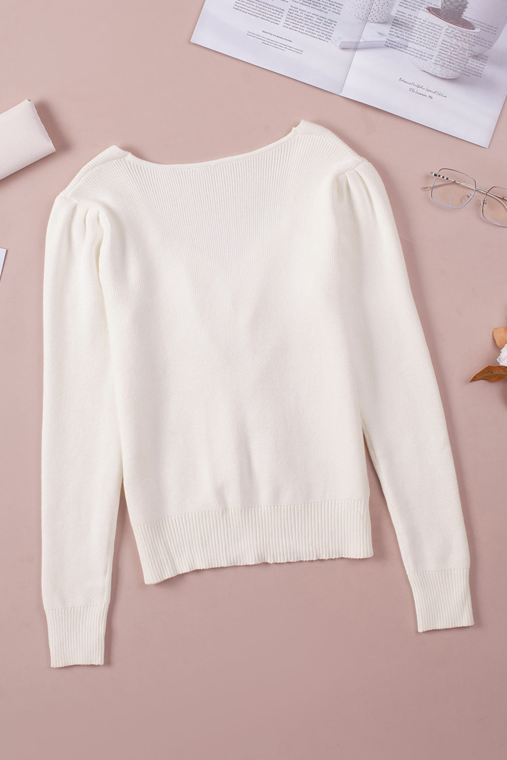 Knit Sweater for Women Ruched Sweetheart