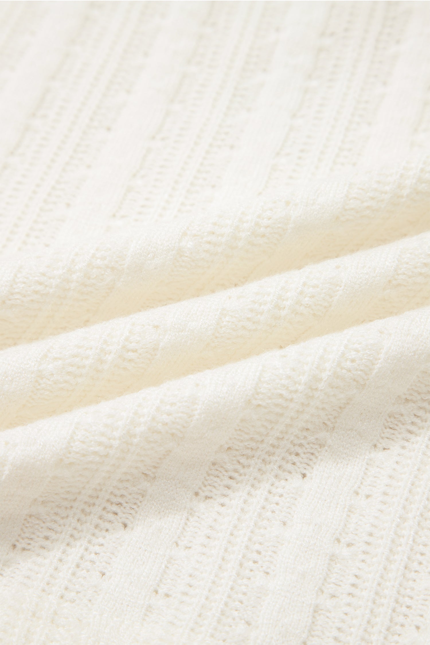 Button V-Neck Textured V-Neck Raw Seam Henley Tee in White
