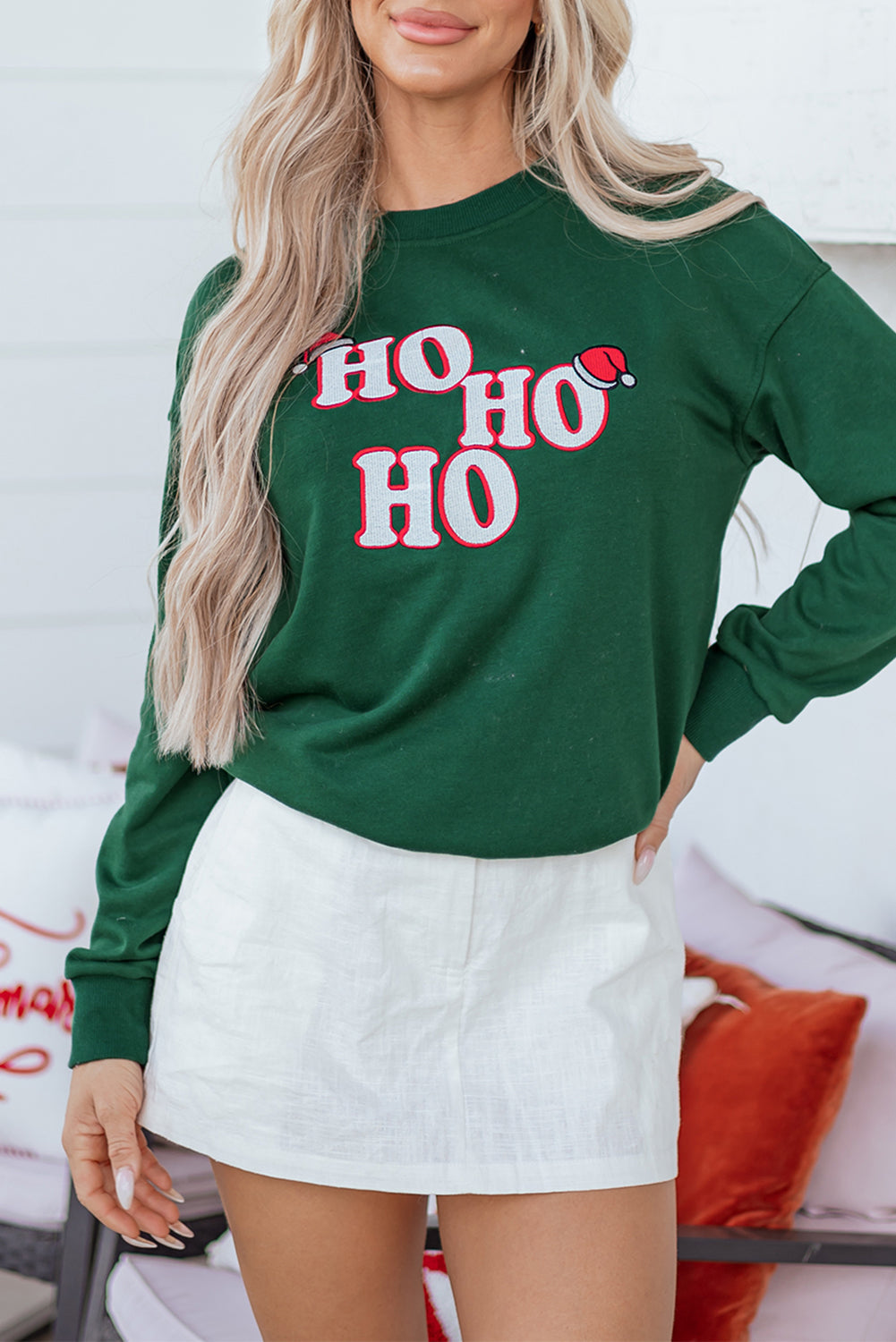 Embroidered Christmas Letter Graphic Fashion Sweatshirt