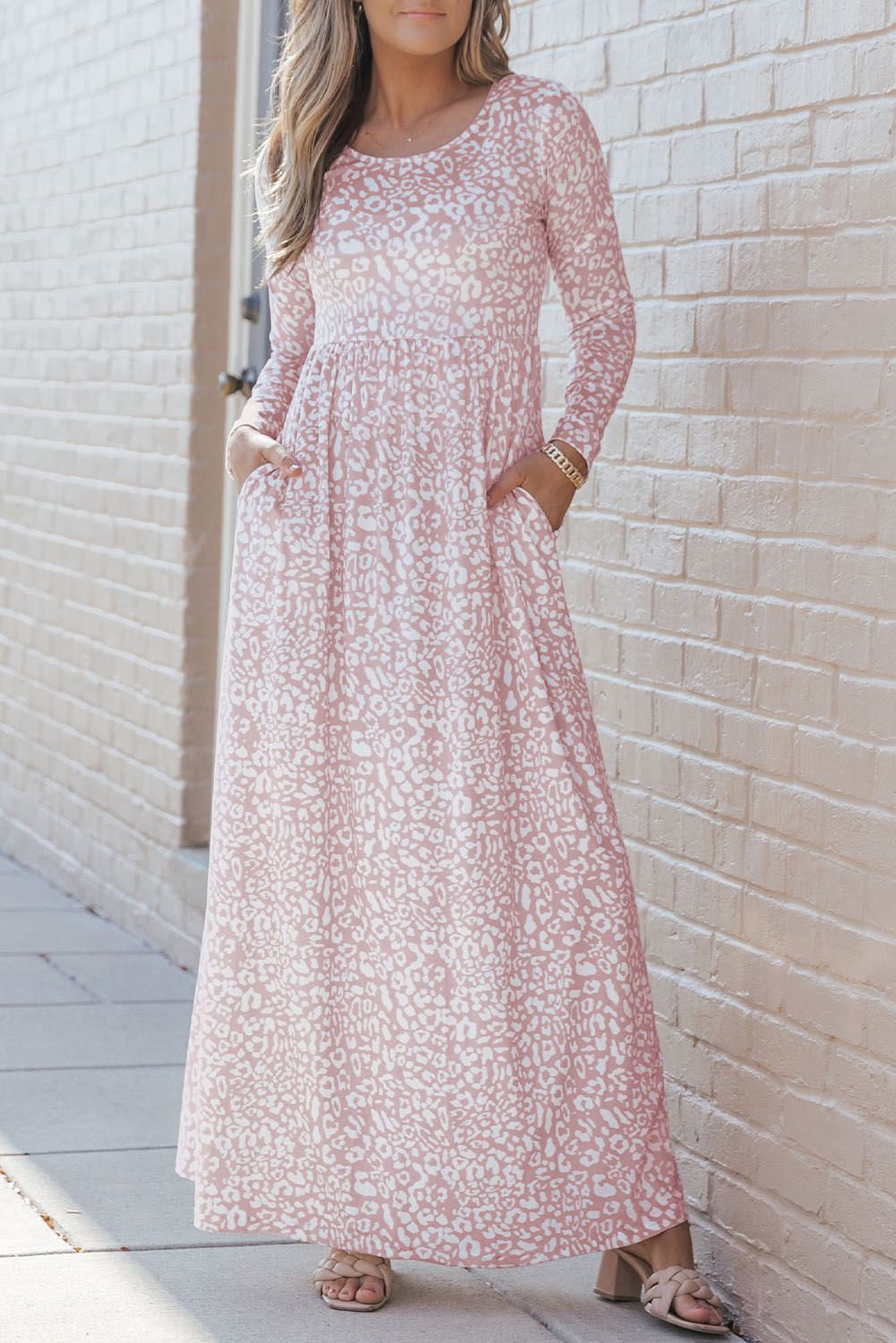 Women's Maxi Dress with Long-Sleeve Empire-Waist