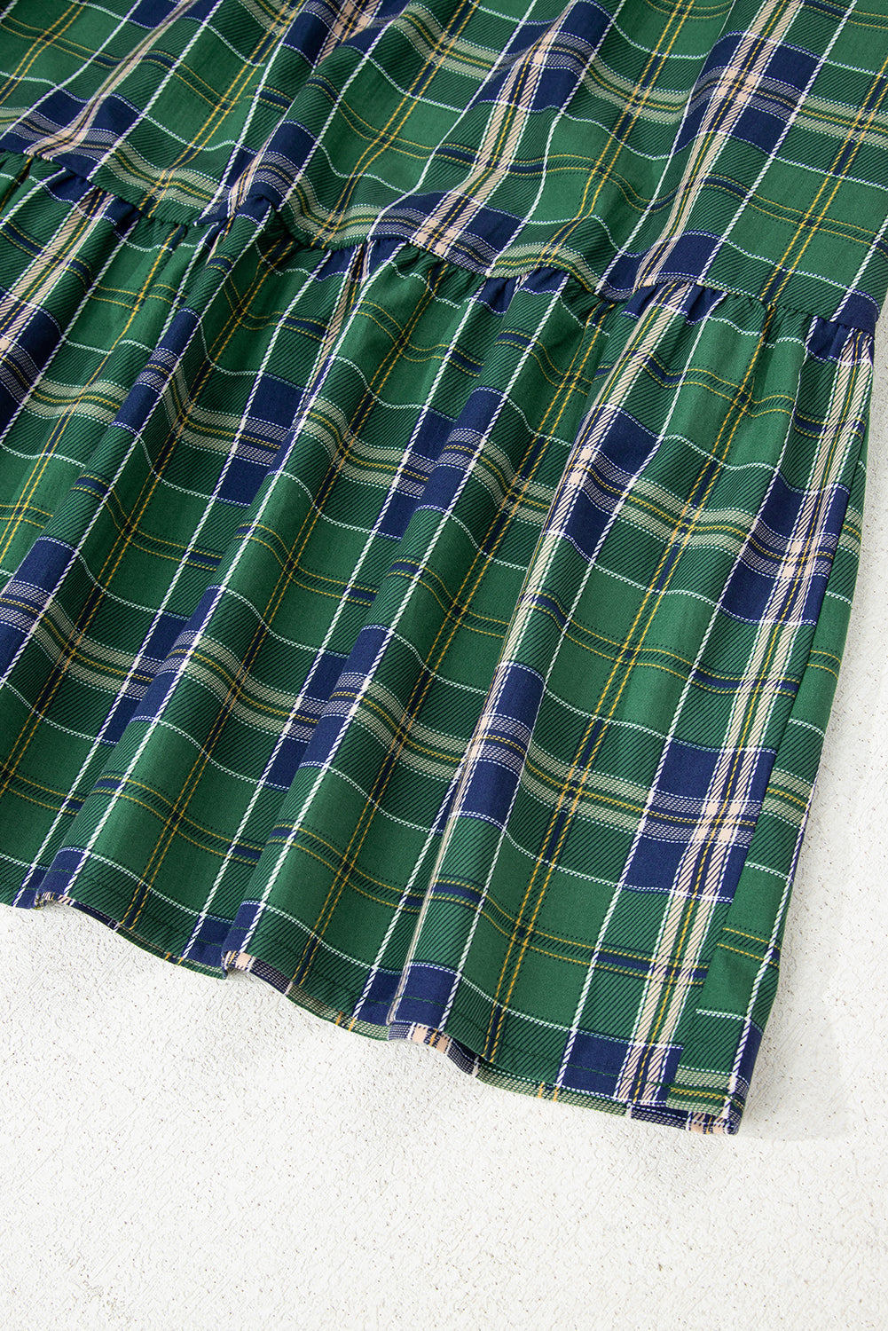 Print Frilly Plaid Frilly Collar Long-Sleeved Shift Mini Dress