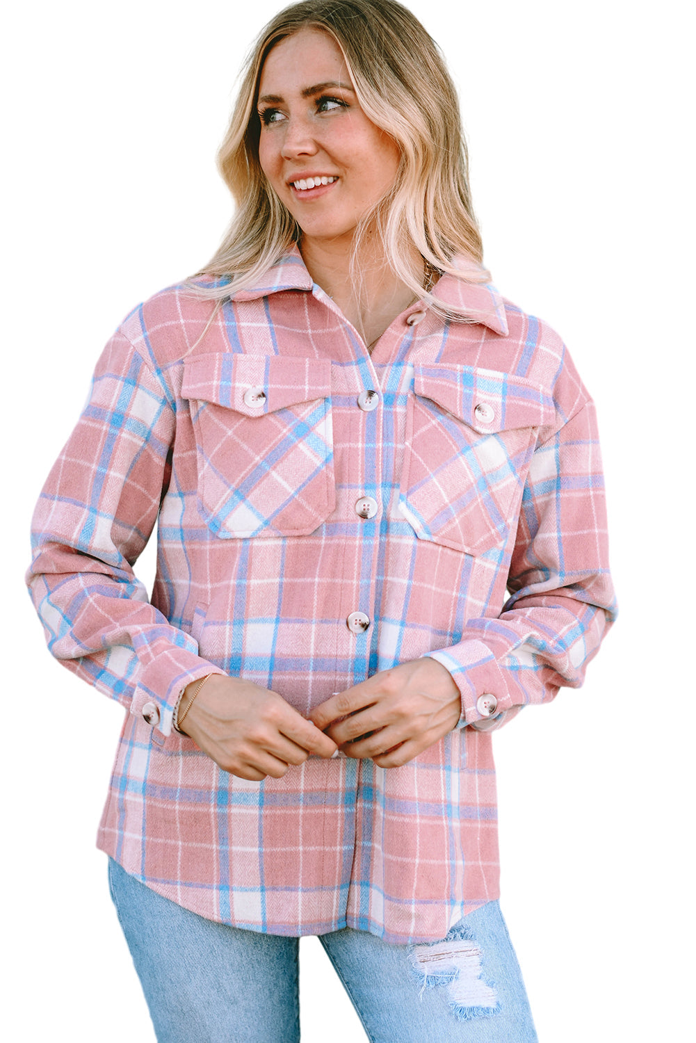 Women's Plaid Flap Pocket Flannel Shacket