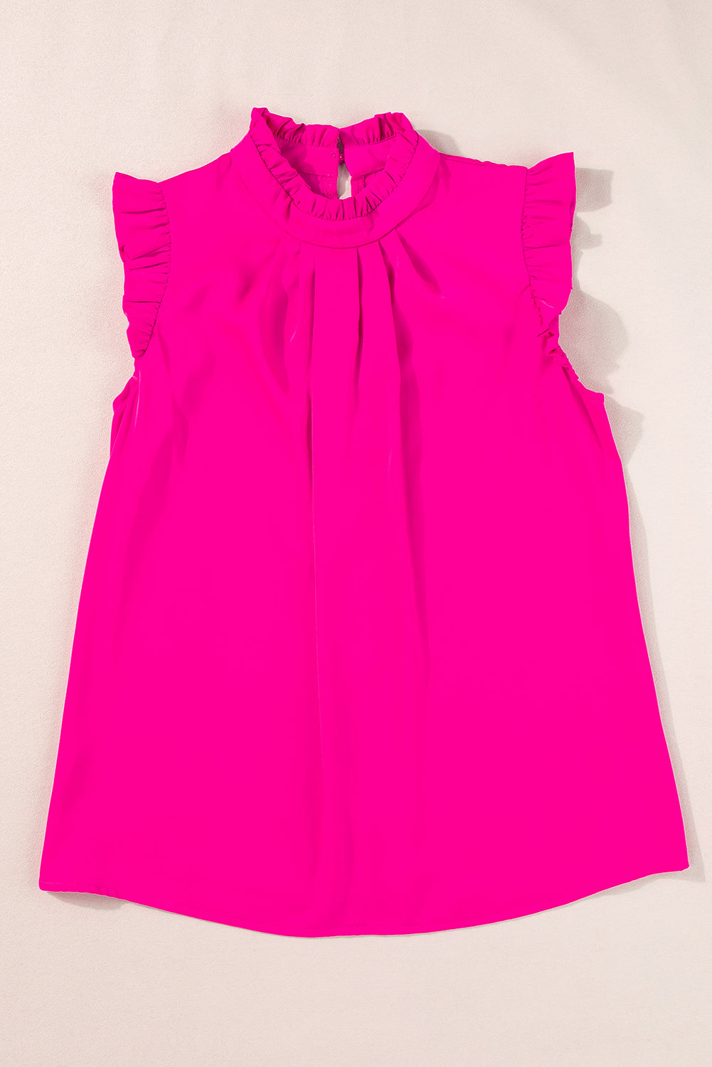 Women's Top Featuring Pleat-Detail Frill-Trimmed Trim Sleeveless
