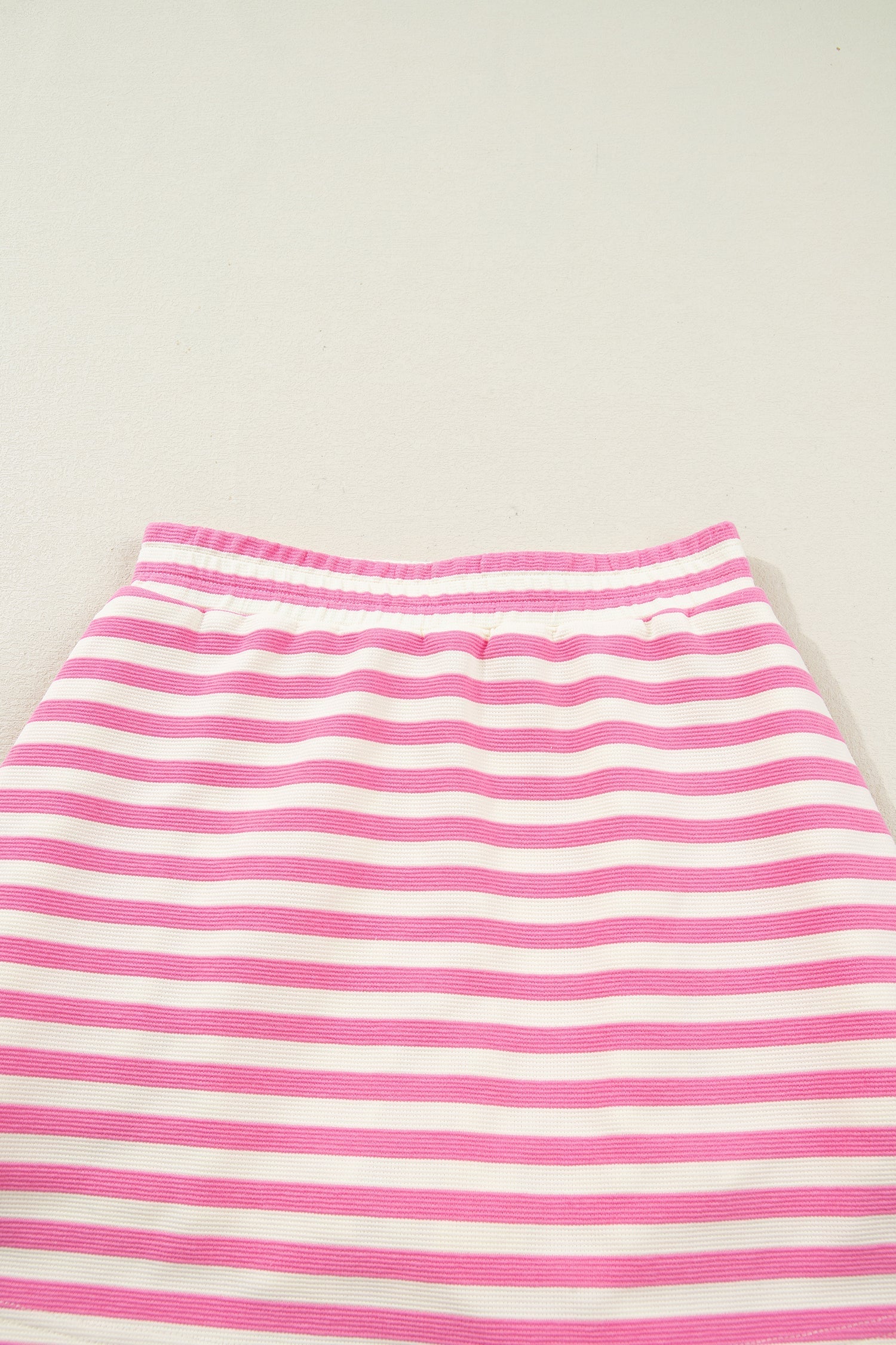 Textured Sachet Pink Stripe Print Contrast Trim Zip Collar Sleeveless 2pcs Skort Set