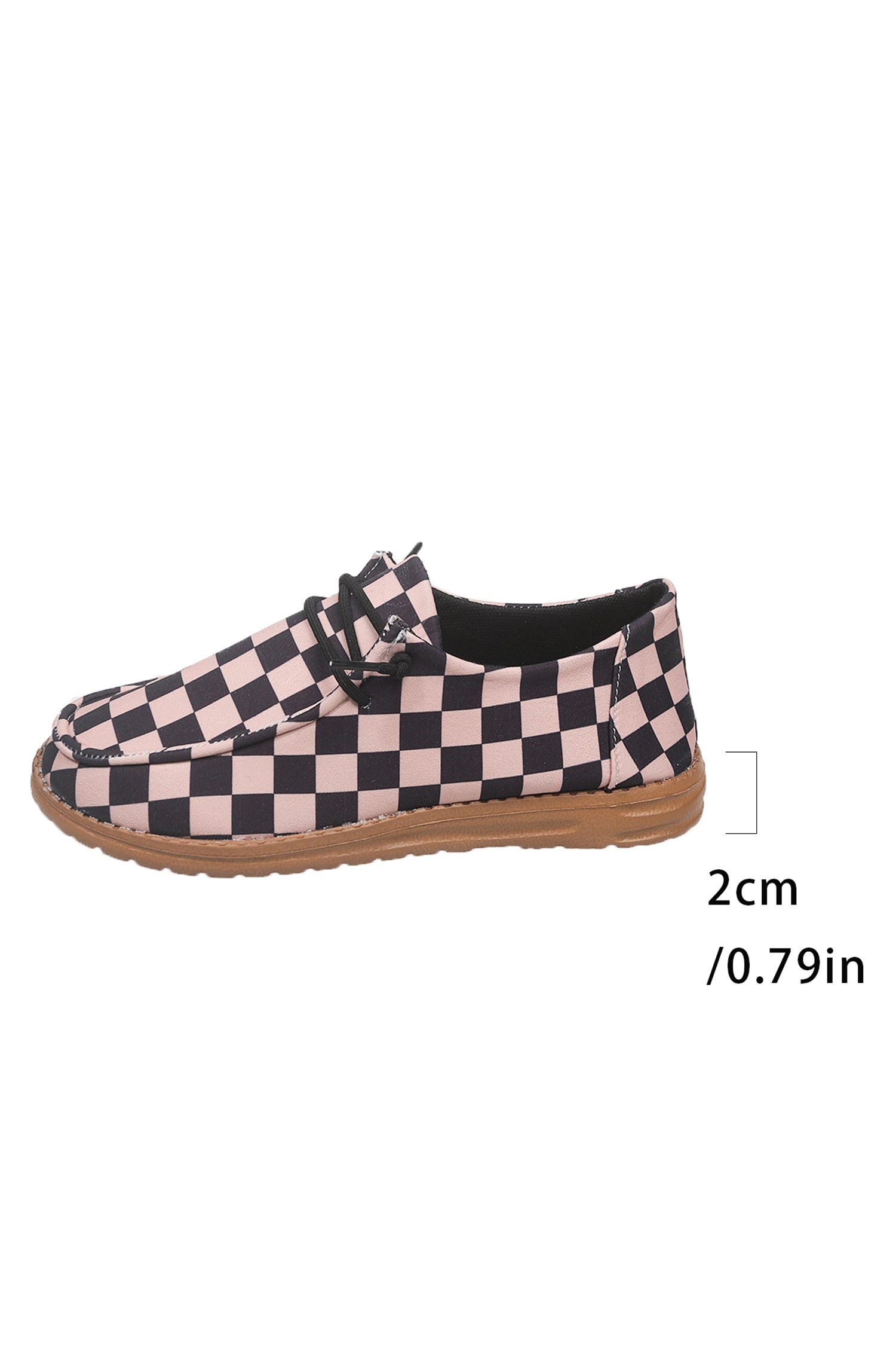 Checkered Leather Print PU Lace Up Detail Flat Shoes