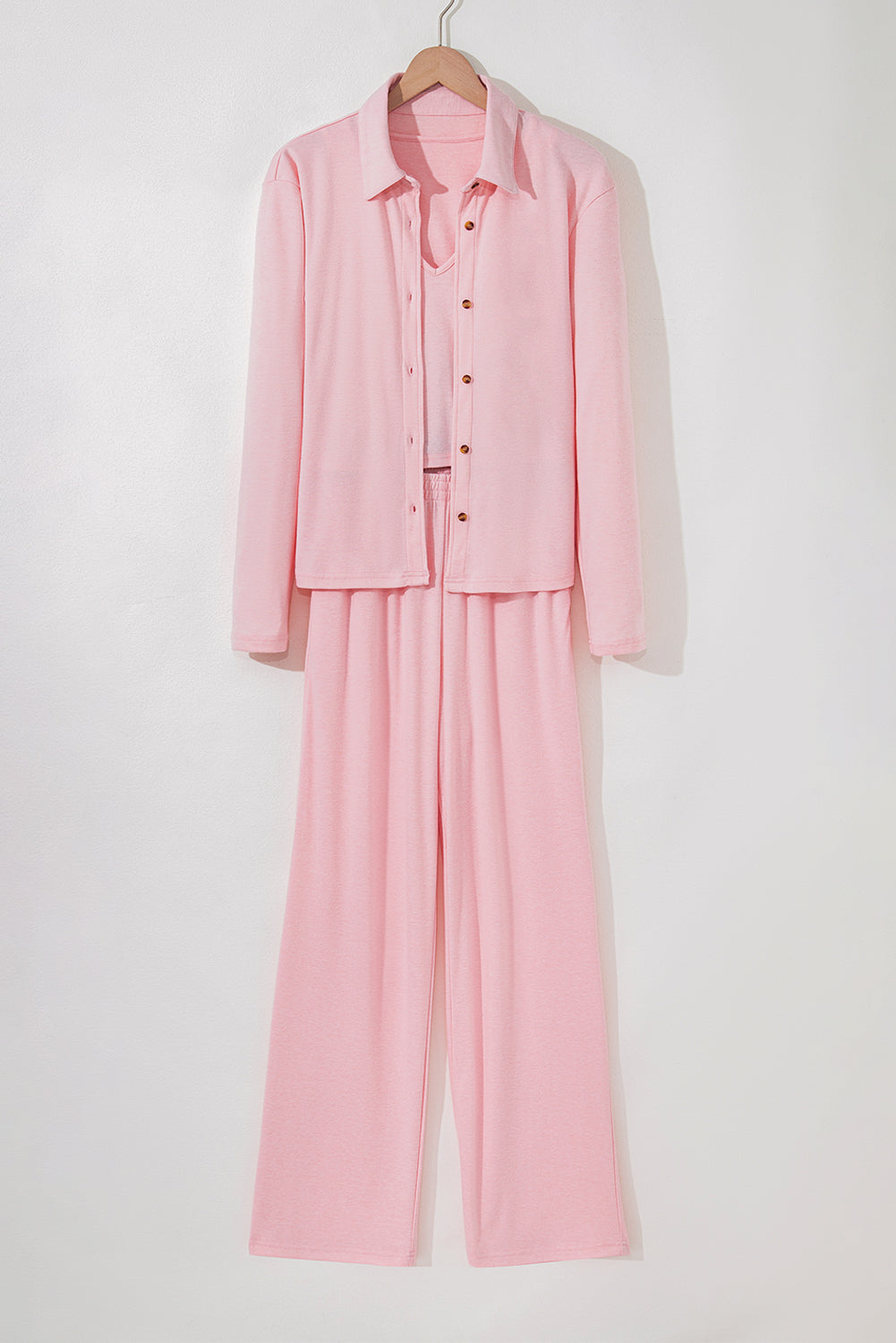 3-Piece Cozy Knit Lounge Set in Light Pink