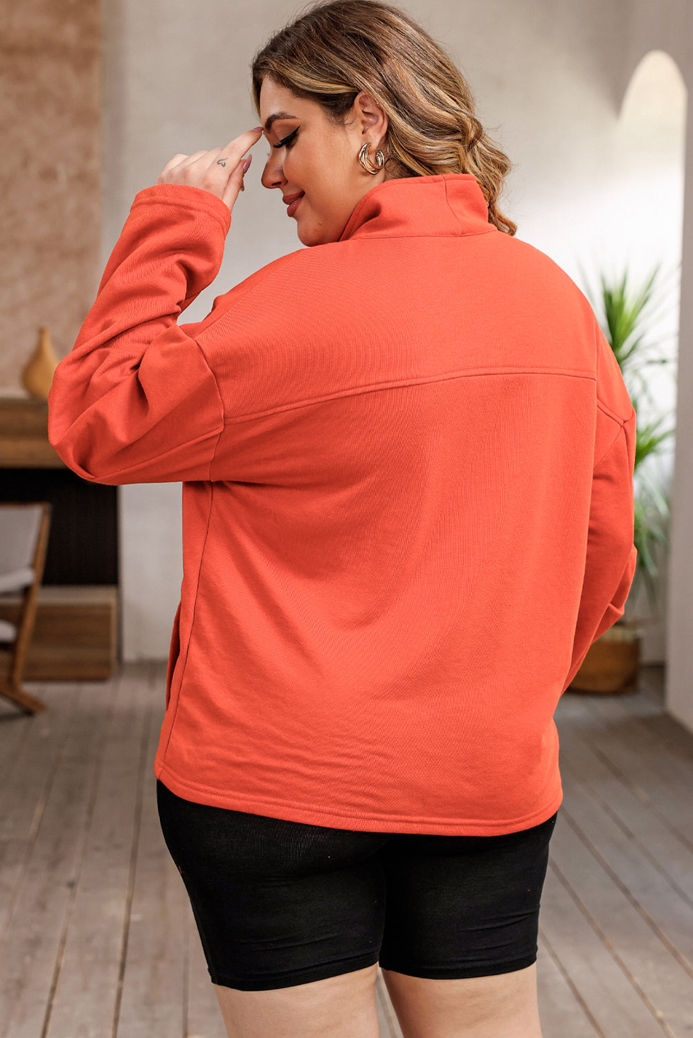 Women's Sweatshirt Featuring O-ring Zipper Plus Size