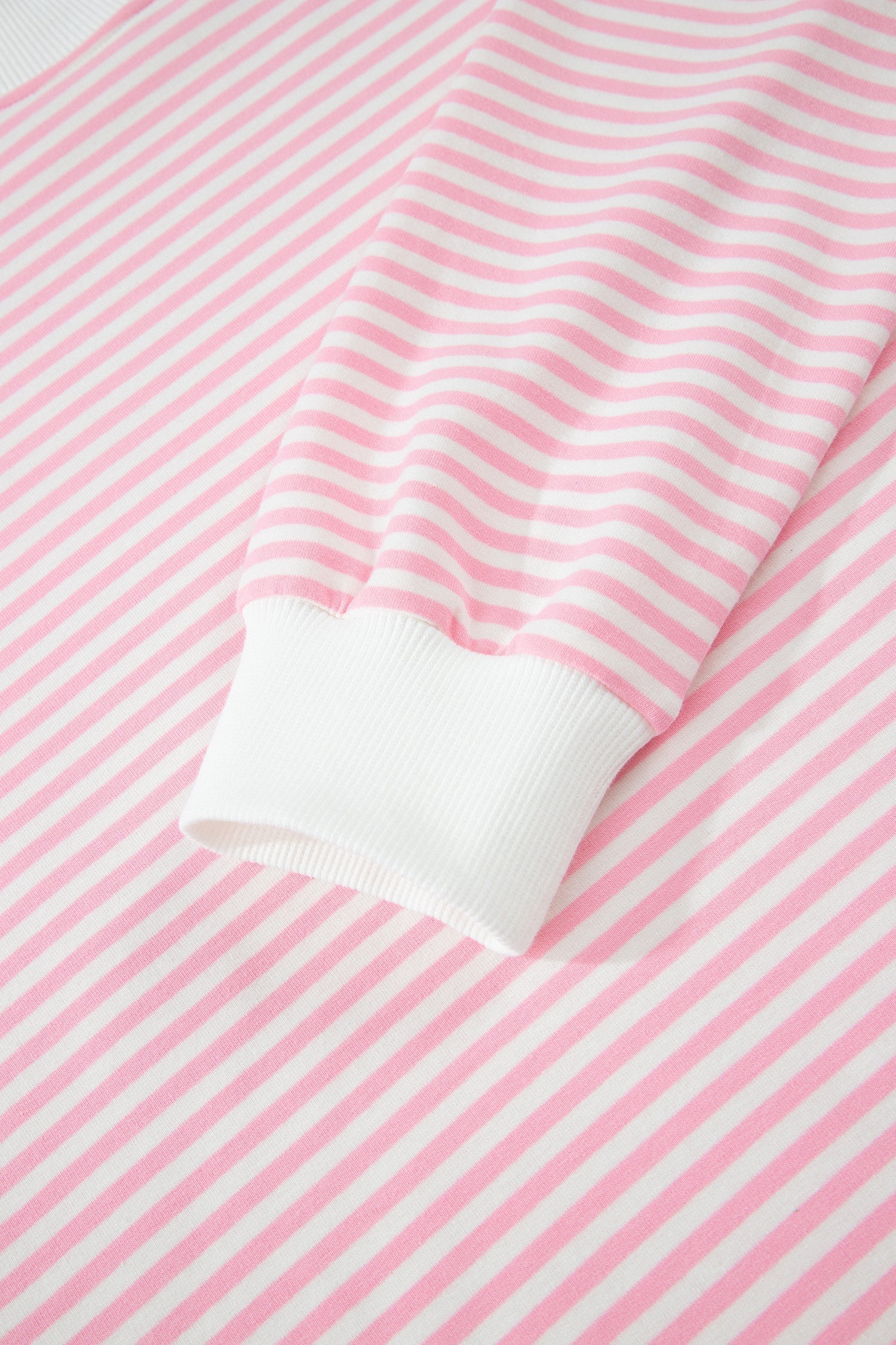 Stripe Sweatshirt Oversize Mock-Neck and Shorts Set in Pink