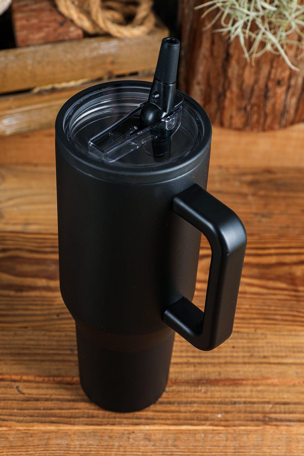 Handle Frosted Stainless Large Vacuum Cup with Straw 40oz