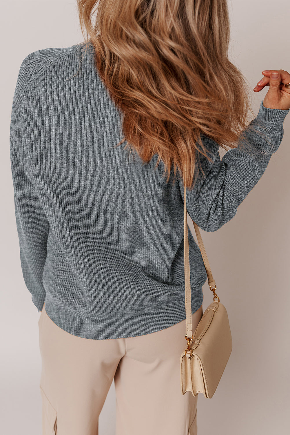 Chunky Cardigan Button-Front Round-Neck Knit Top
