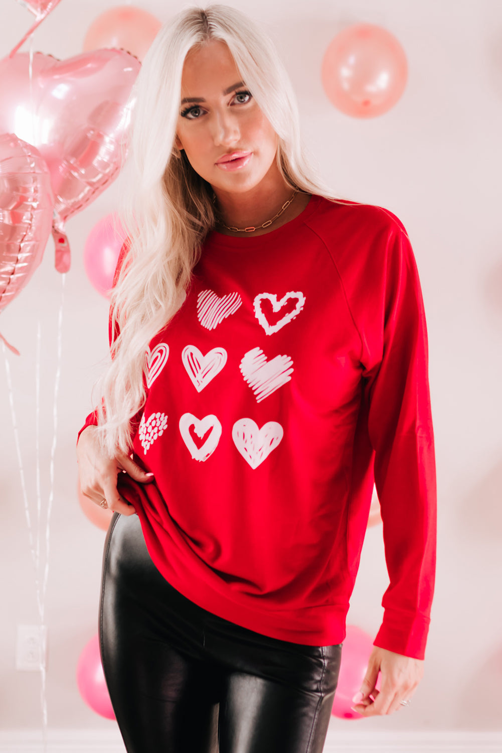 Sweatshirt for Women Hearts Crew Neck Women