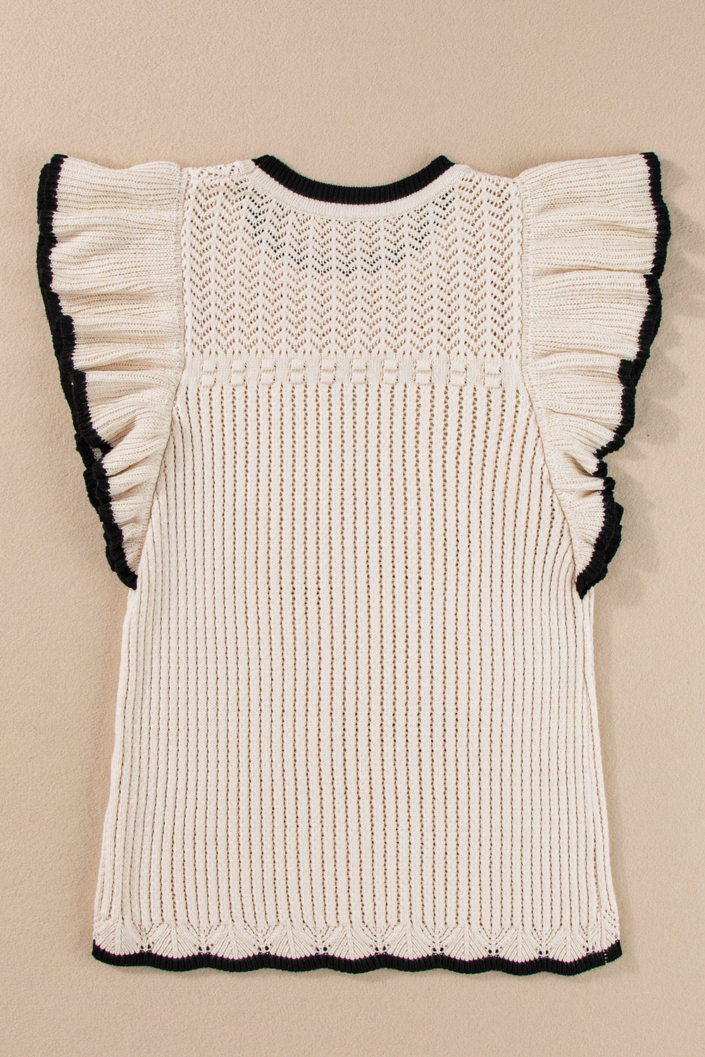 Women's Tank Top Featuring Crochet Eyelet Flounce