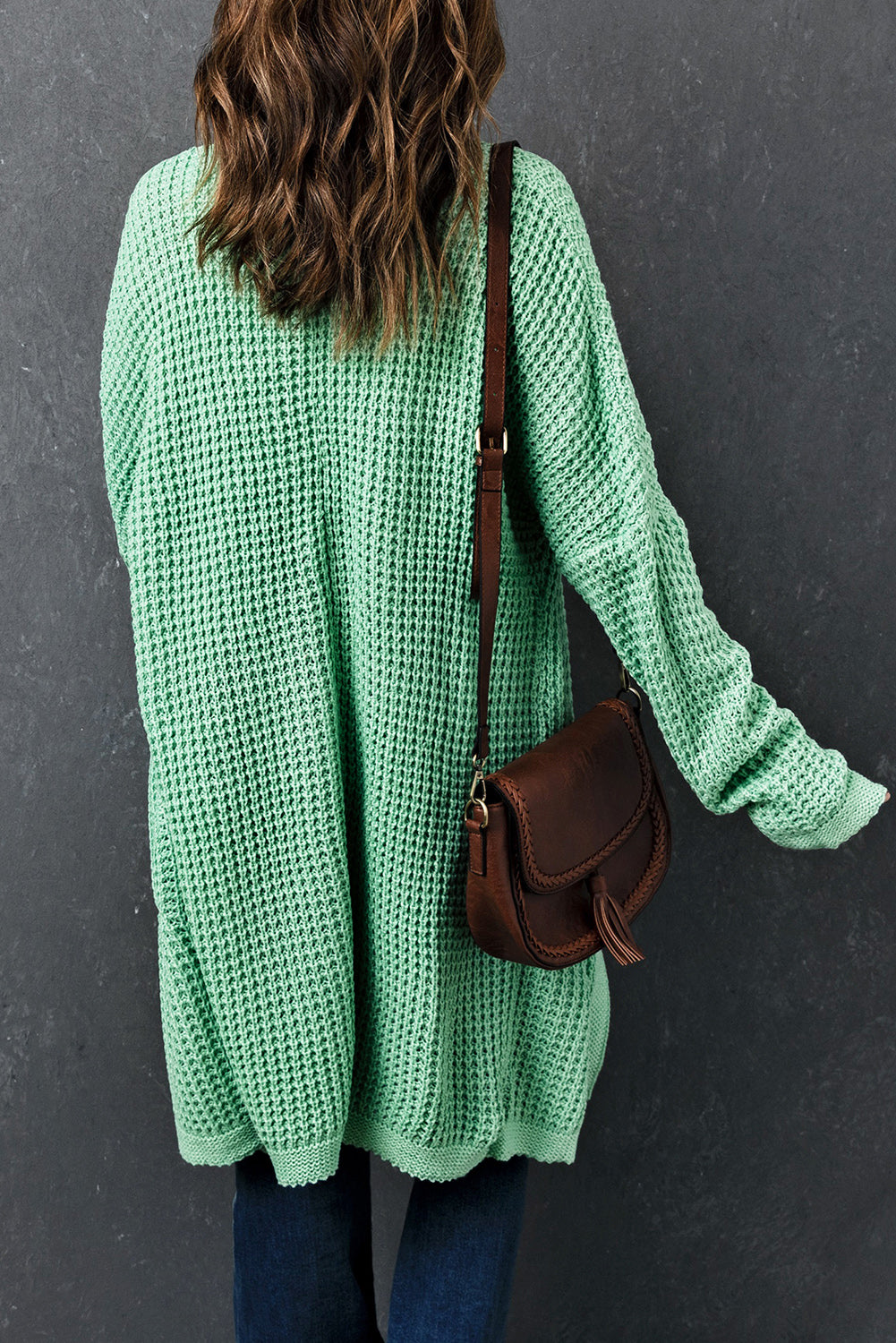 Cardigan for Women Knitted Long Line Open Front