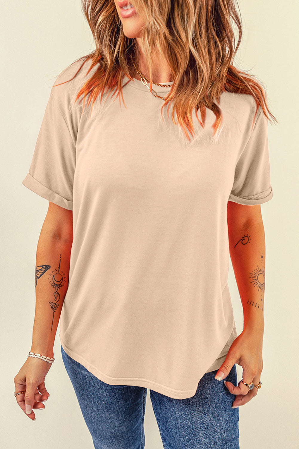 Women's Tee with Everyday Plain Crew Neck