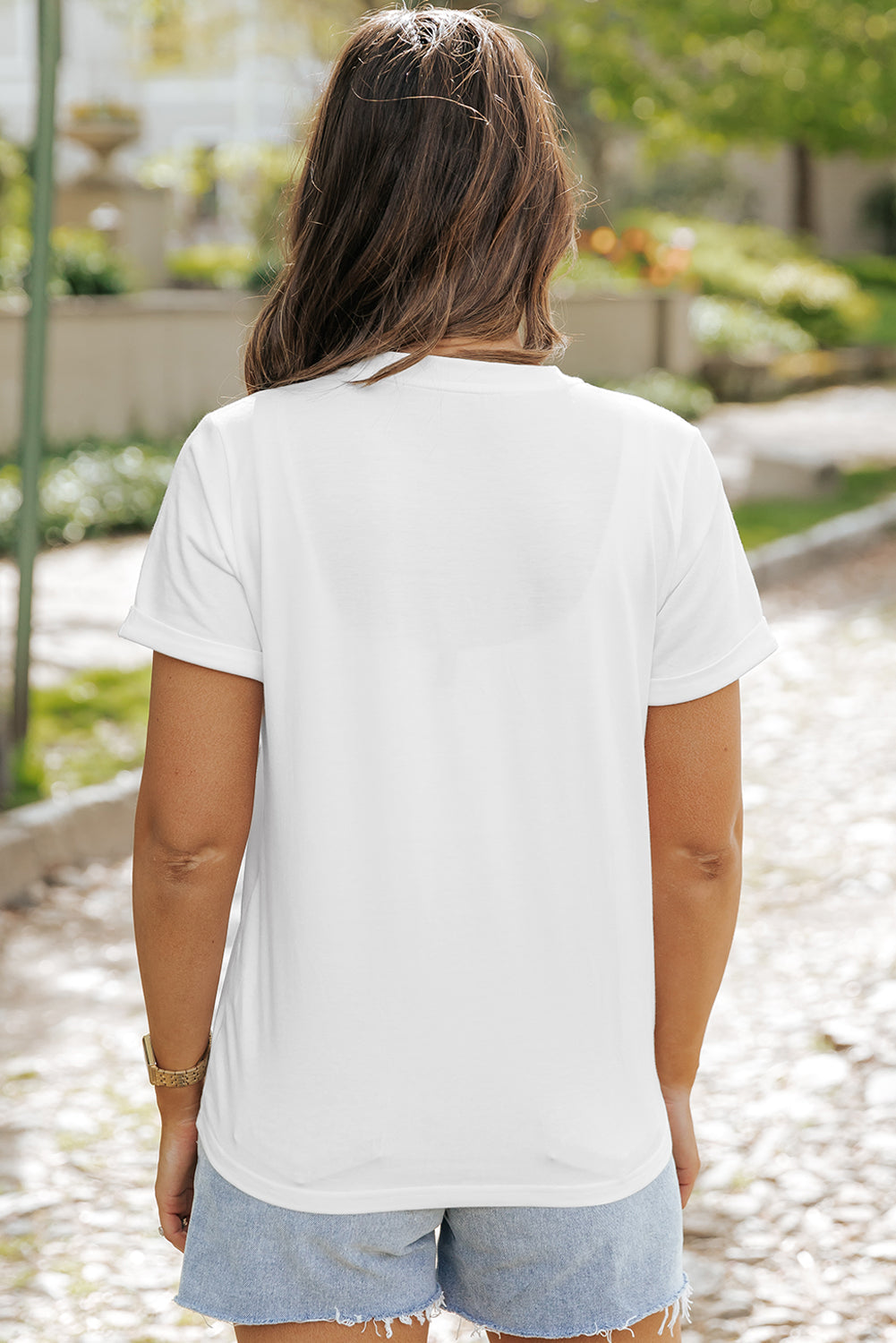 Women's T-shirt Featuring Shiny Tiger Patch Graphic-Print Summer
