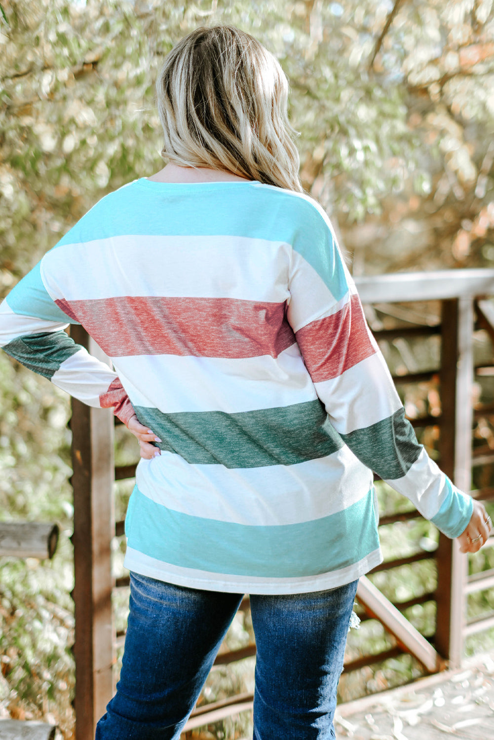 Women's Pullover Plus Size Color-Block Top