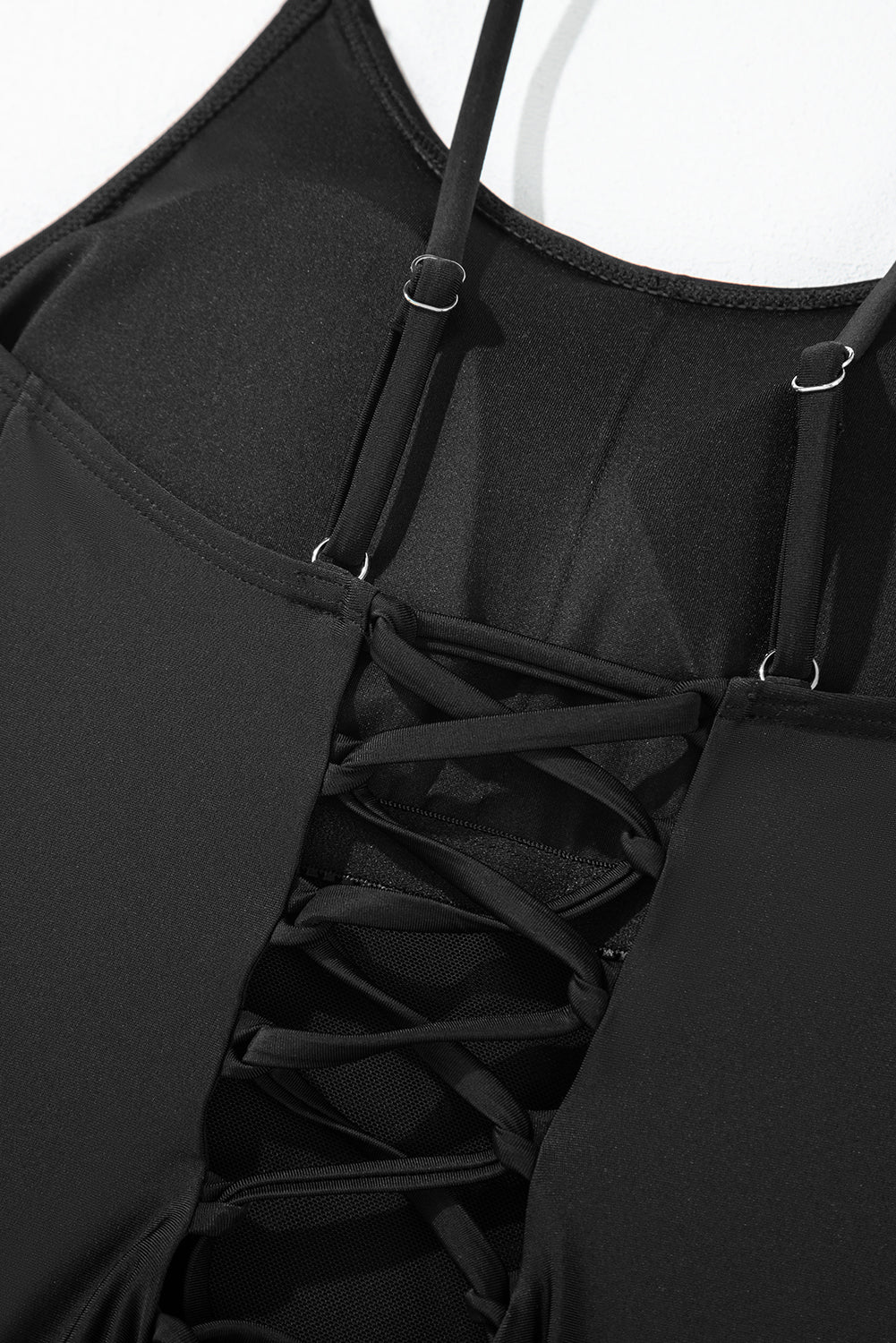 Thin Strap Strappy Lace-up Open Back One Piece Swimsuit