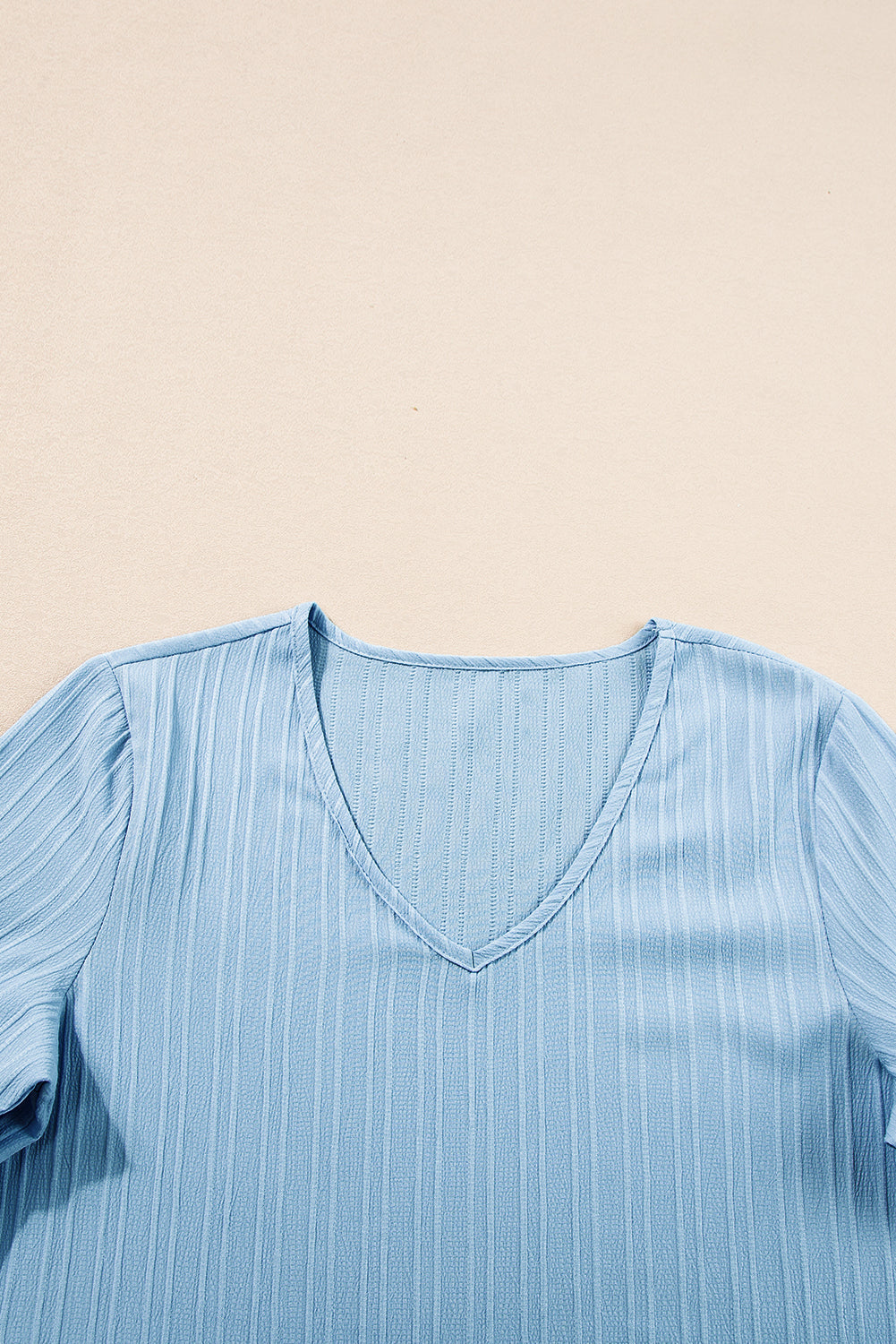 Top for Women Ruffle-Trimmed V Neck Textured