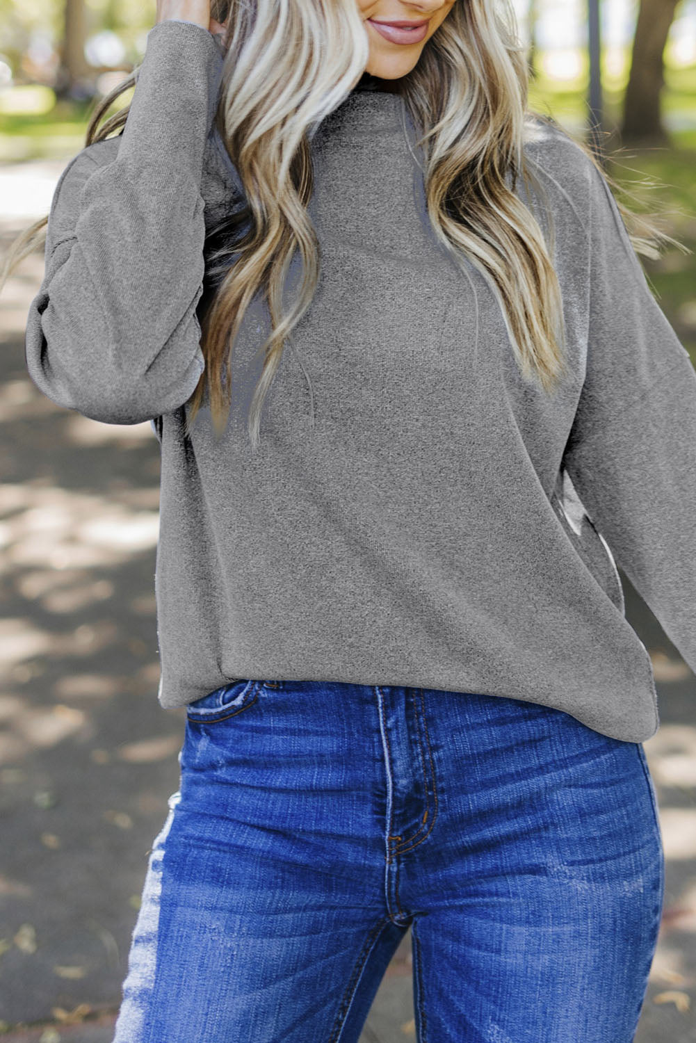 Knit Top for Women Rib-Knitted Zip