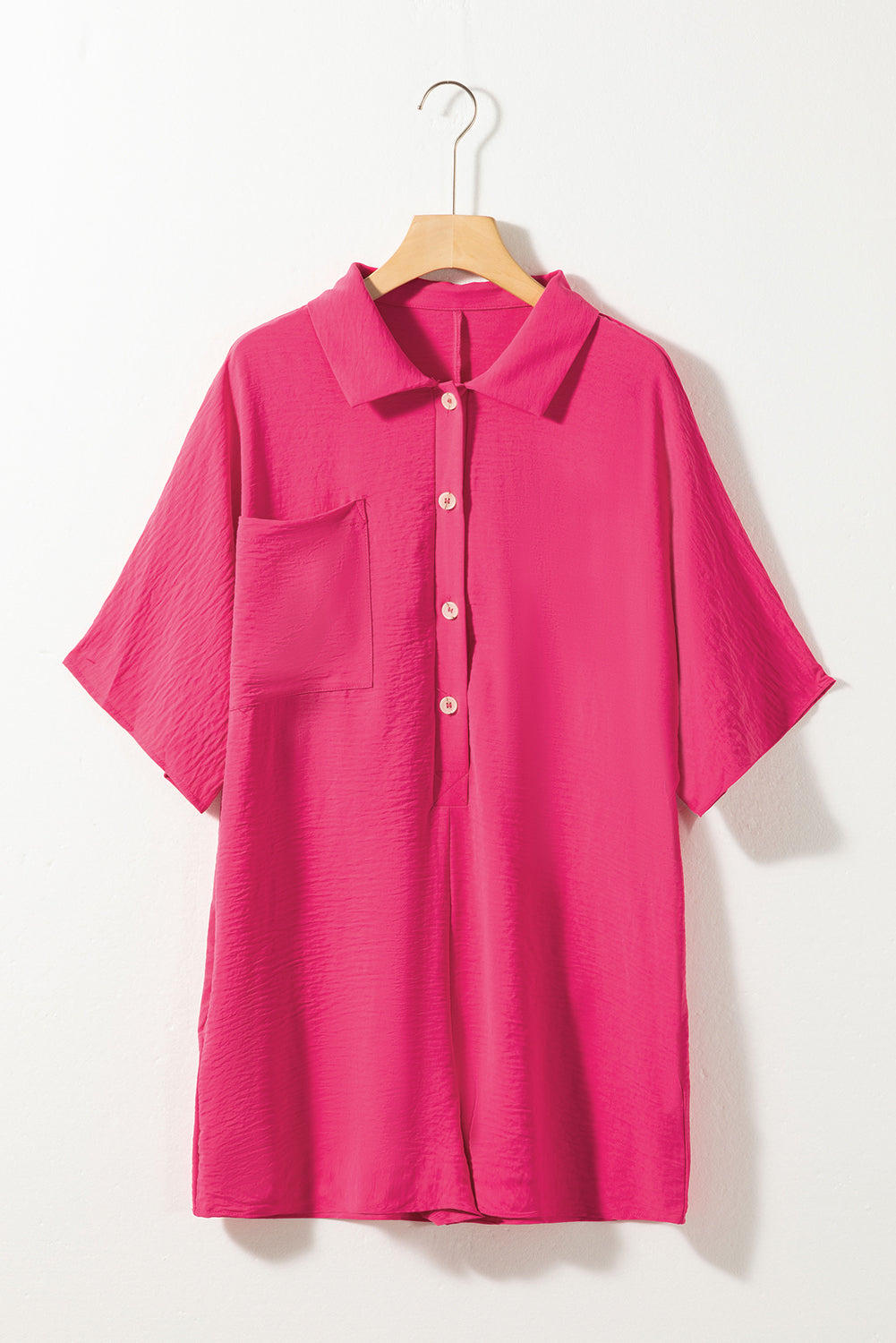 Women's Collared Loose Half Button Romper