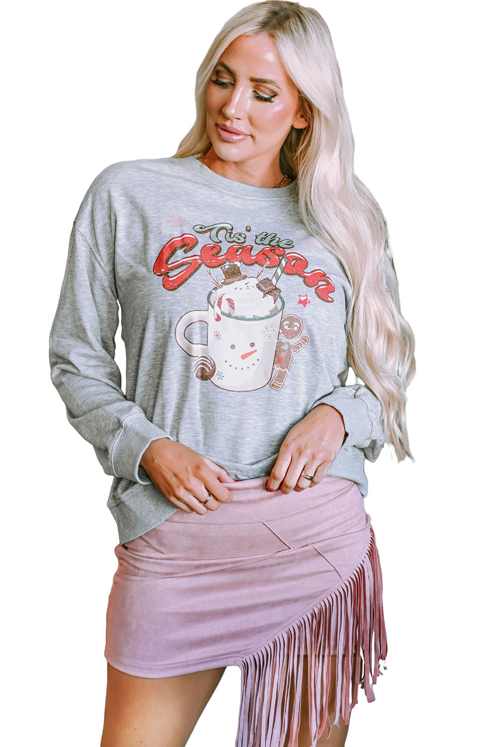 Women's Tis The Season Graphic-Print Christmas Sweatshirt