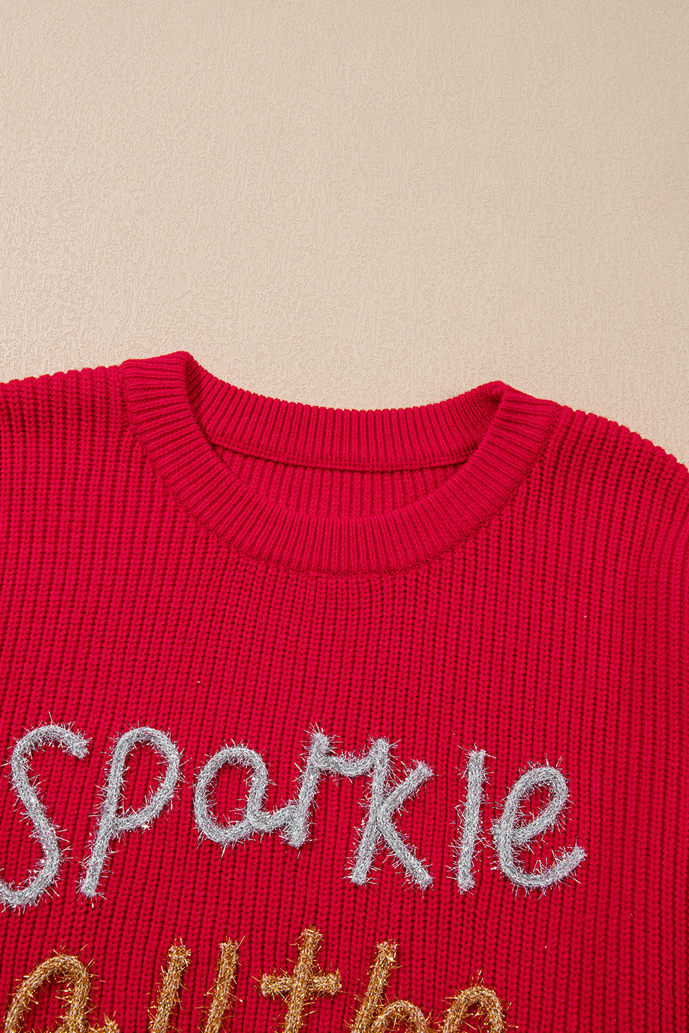 Women's Sweater with Tinsel Crew Neck Plus Size