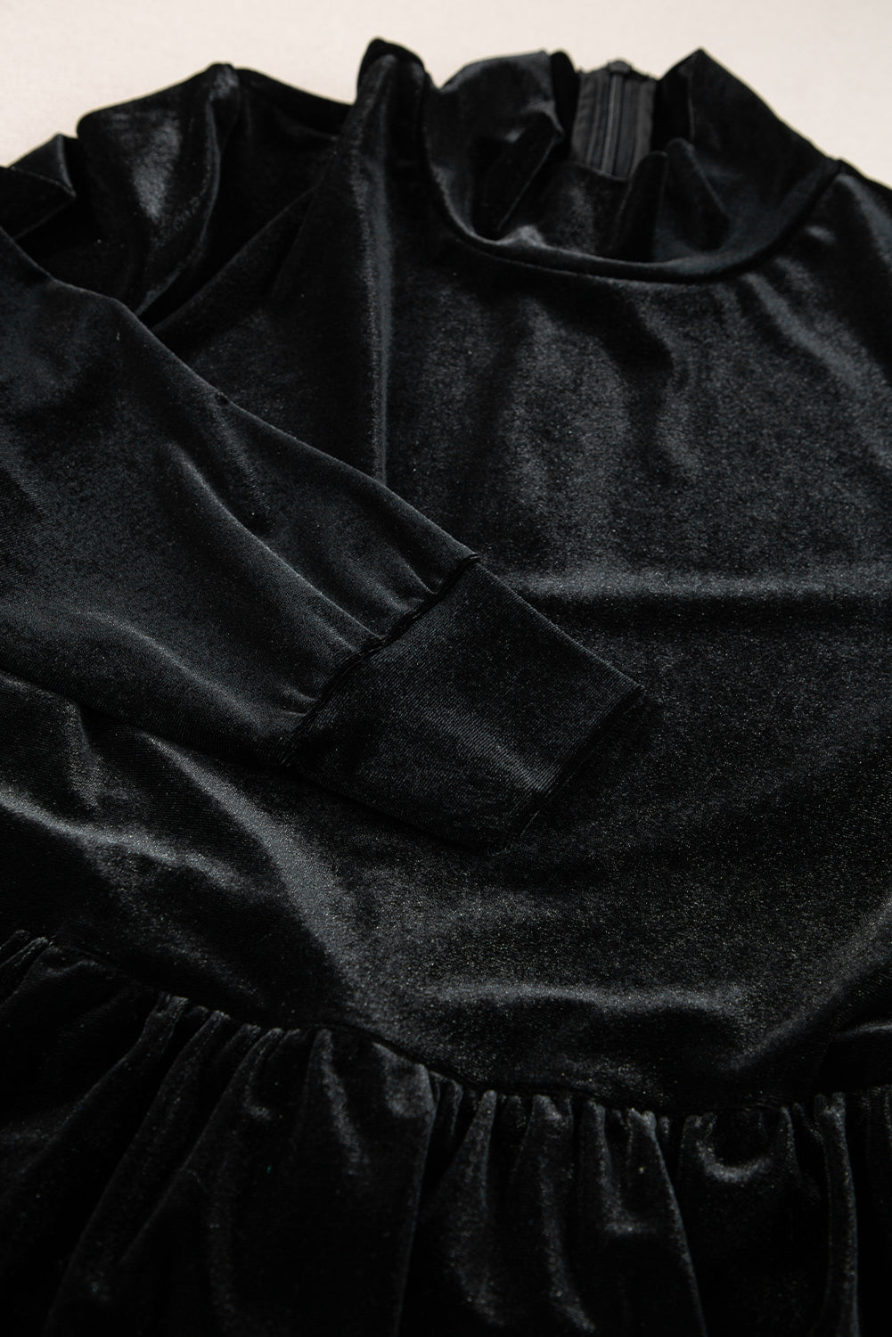 Mini Dress for Women Ruffle-Trimmed Velvet Layered