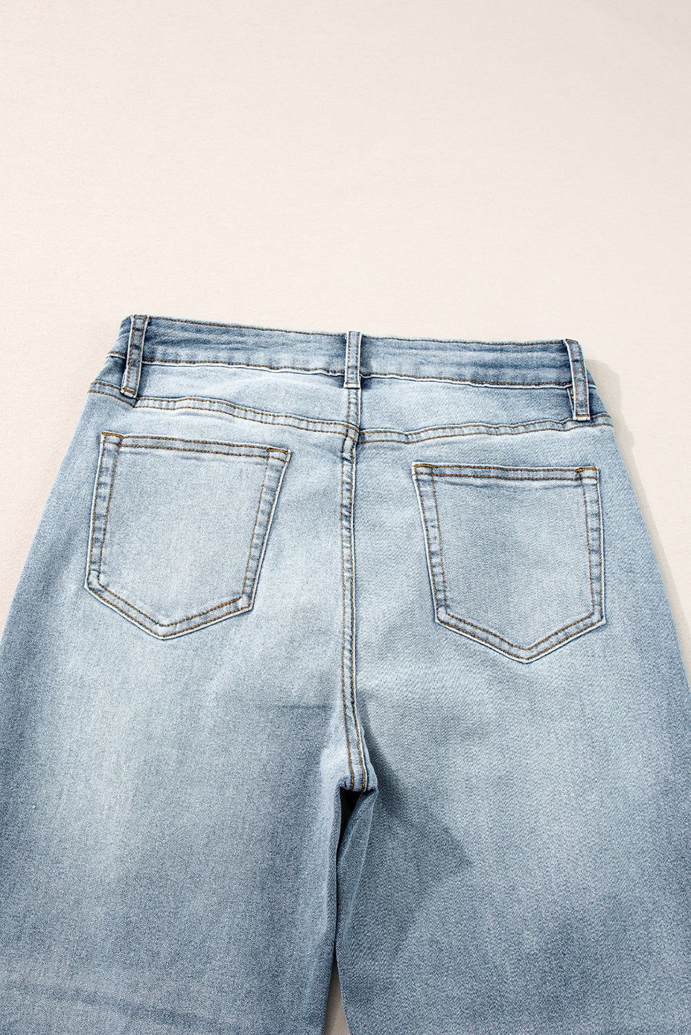 Women's Acid Wash Raw Edge Straight Jeans