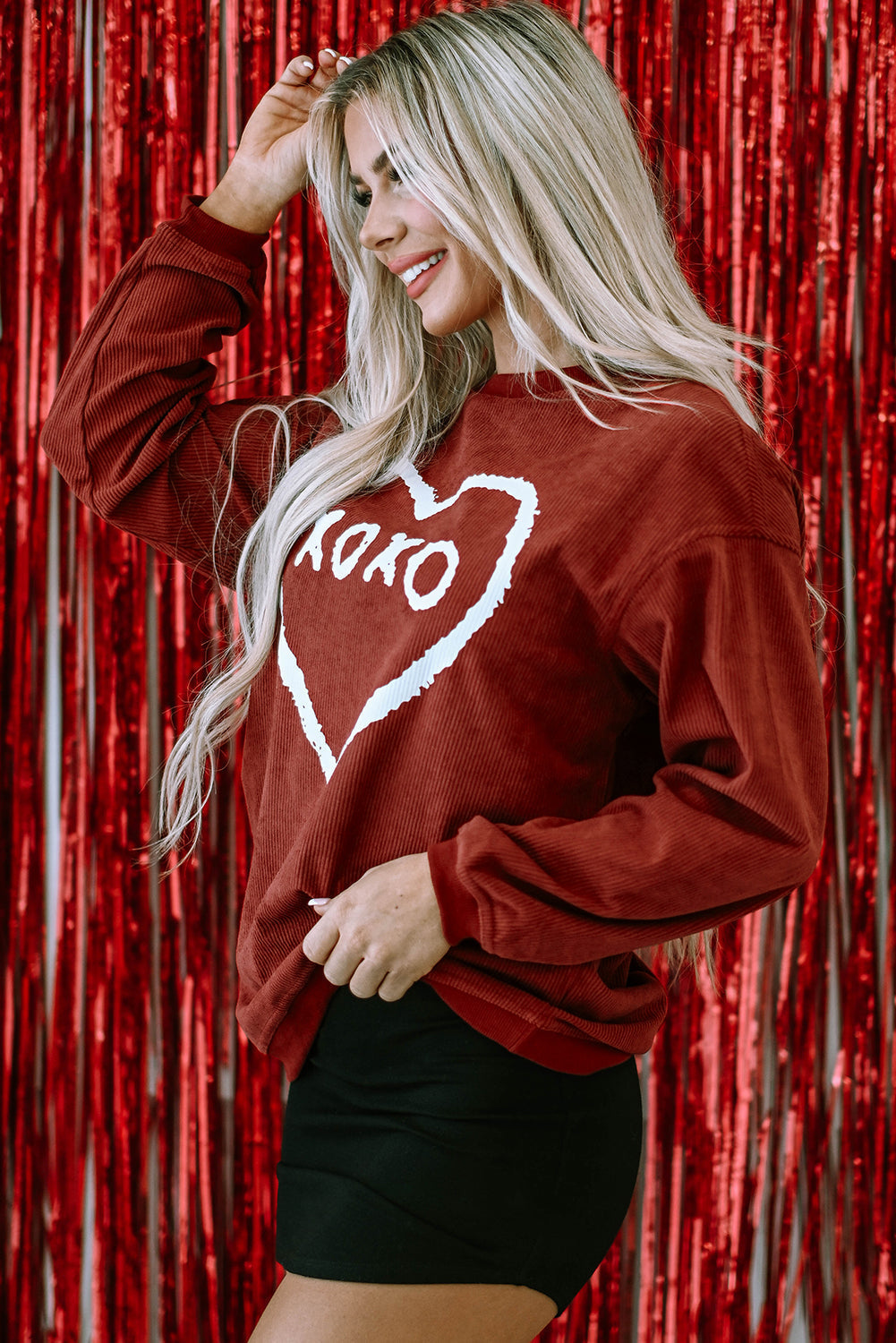 Sweatshirt for Women XOXO Heart Graphic-Print Corded