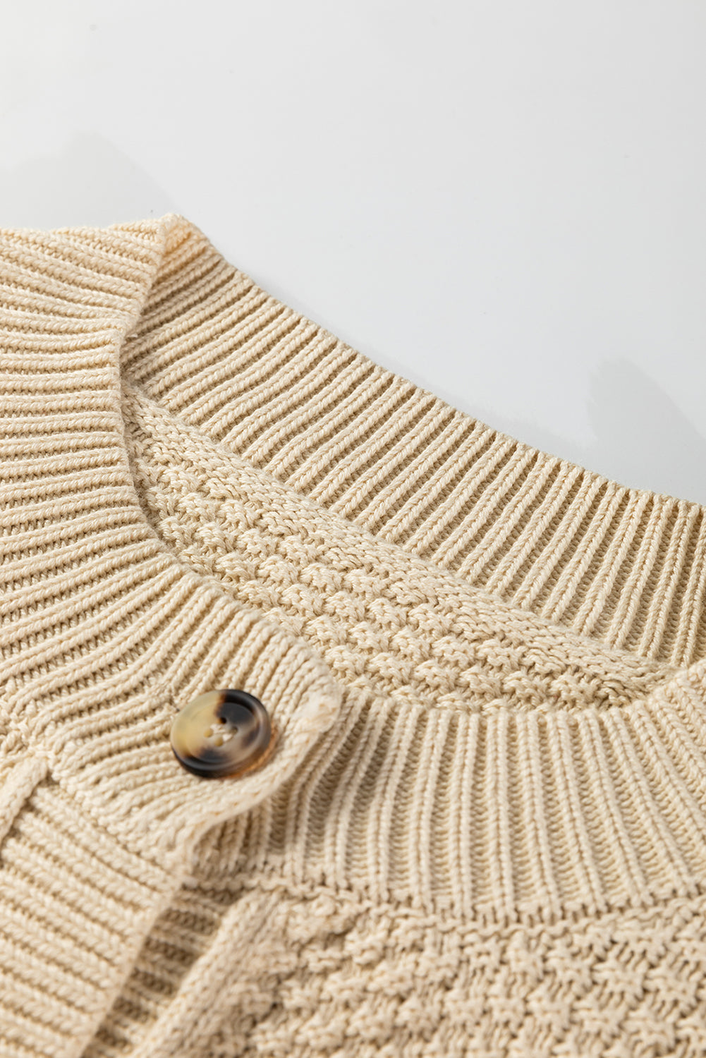 Front Cropped Button Cropped Cardigan Knit Top