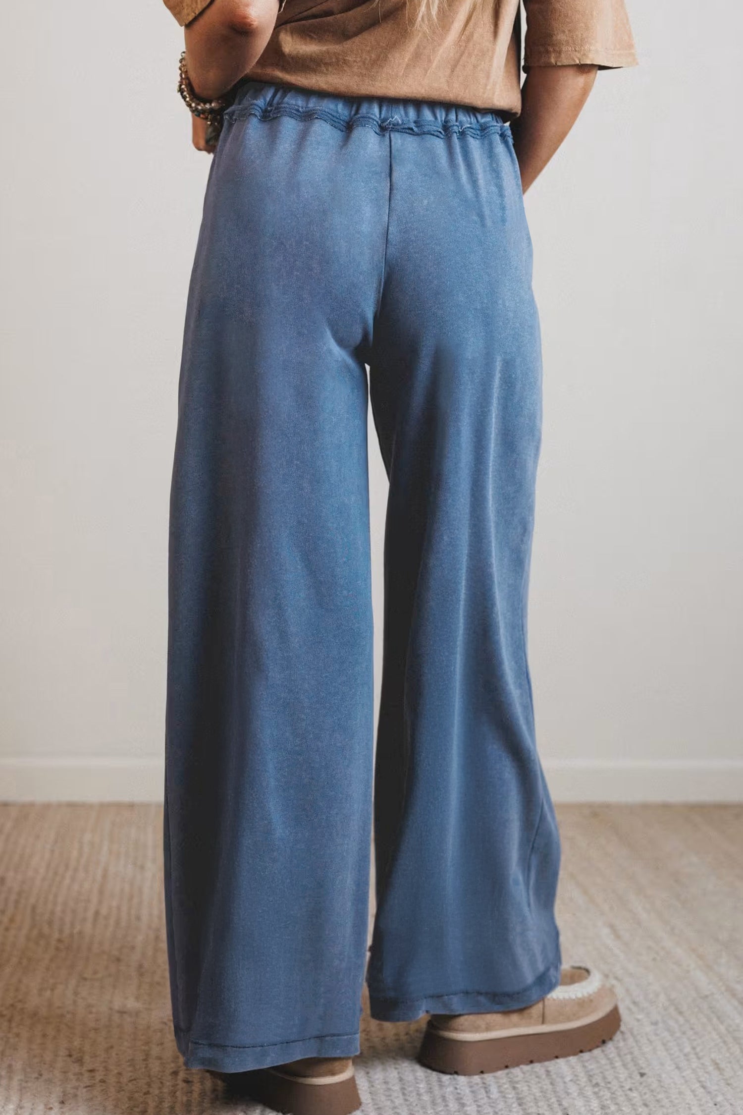 Retro High-Waisted Wide-Leg Western Pants in Ashleigh Blue