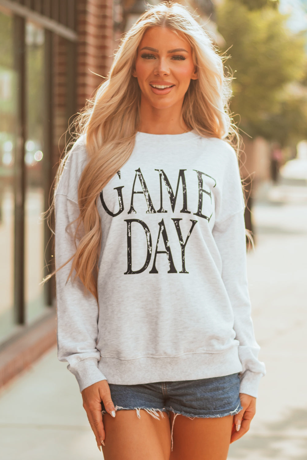 Washed GAME Retro GAME DAY Graphic Baggy Sweatshirt