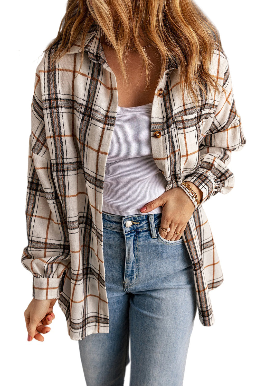 Women's Oversized Plaid Pattern Shacket