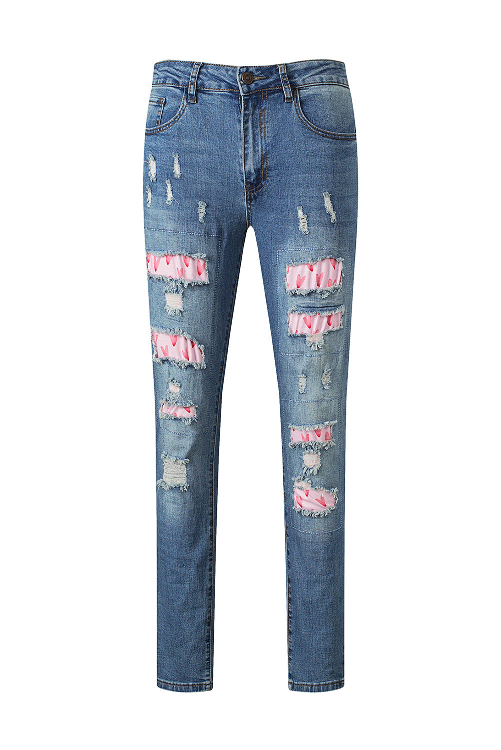 Women's Heart Patchwork Valentines Day Jeans