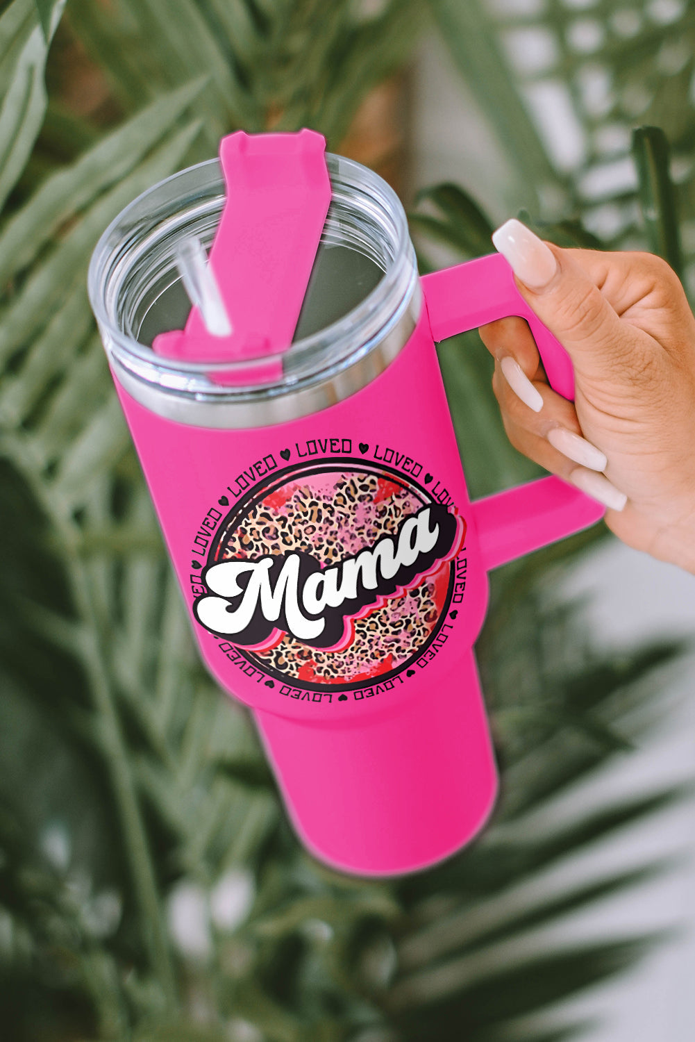 Stainless Mama Leopard-Print Steel Insulate Cup with Handle 40oz