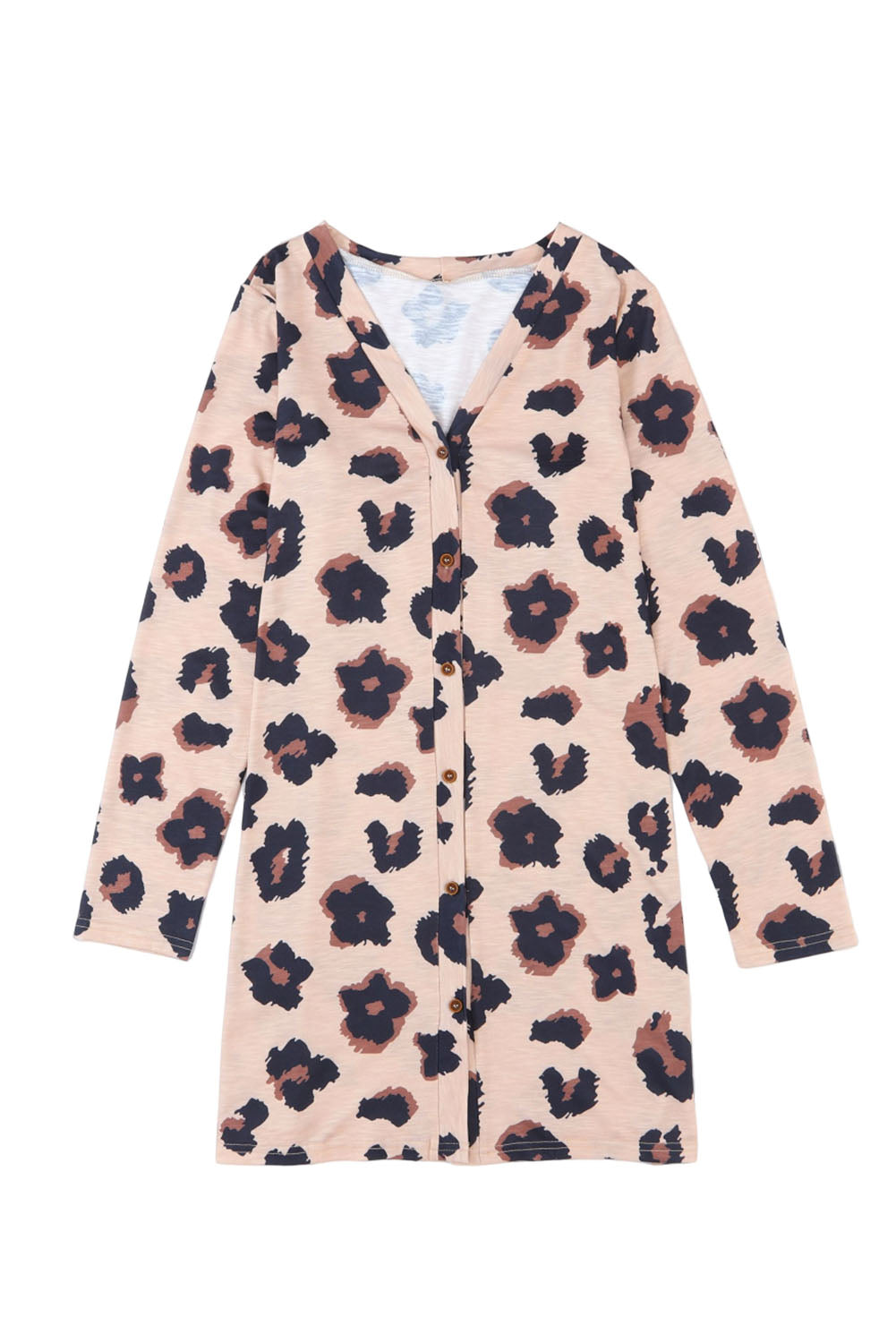 Women's Cardigan with Open Front Leopard-Print Printed
