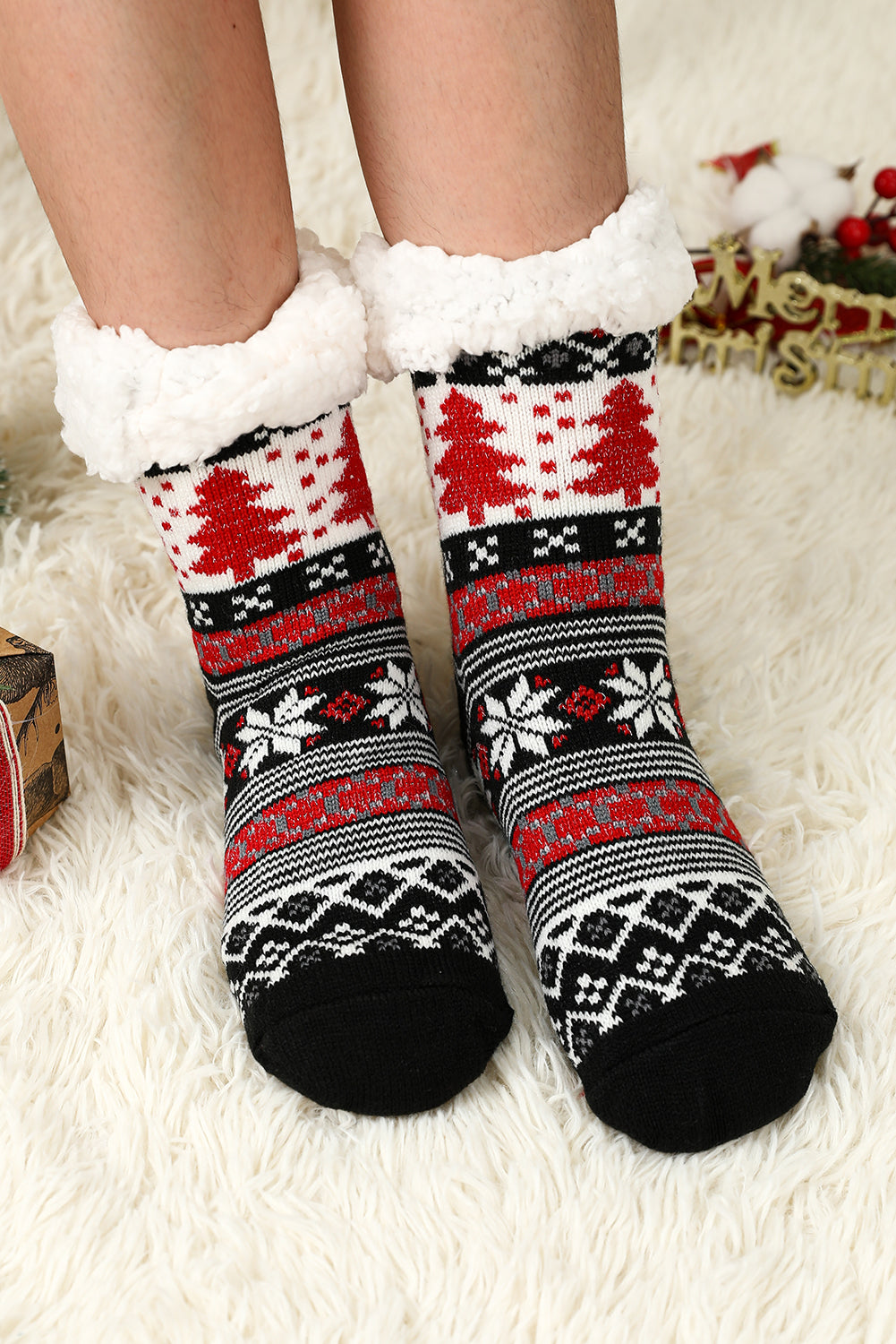 Christmas Tree Pattern Thermal Socks