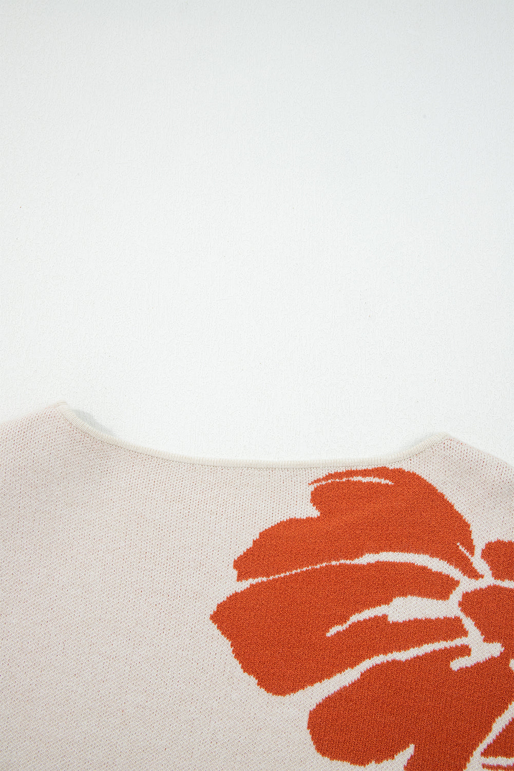 Bold Wide Flower Pattern Sleeve Baggy Knit Top