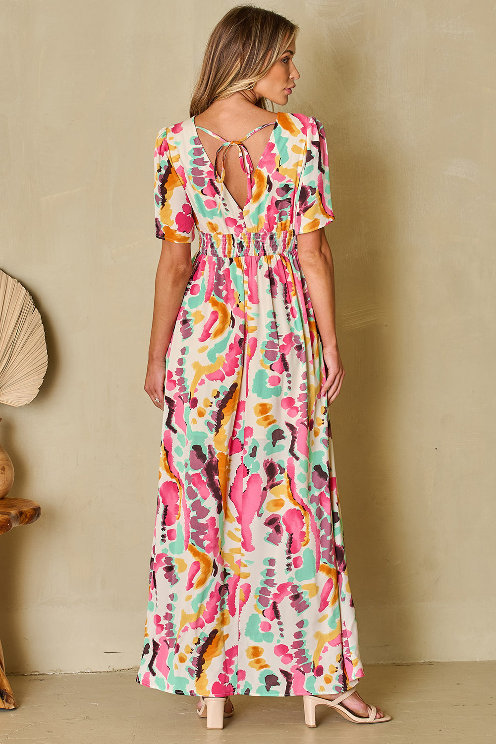 Women's Maxi Dress Featuring Tie-dye V Neck Bohemian