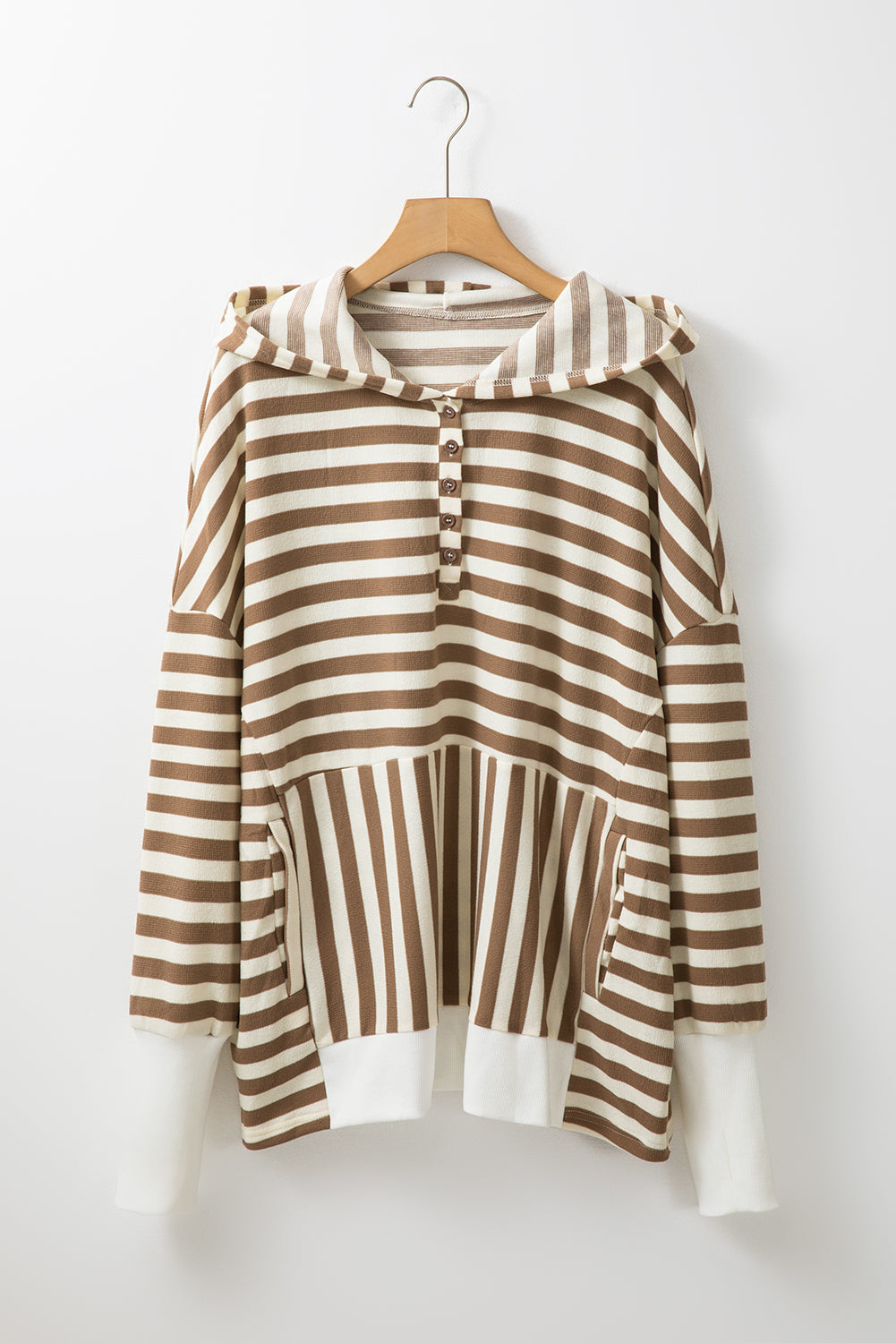 Women's Plus Size Quarter Buttons Hoodie
