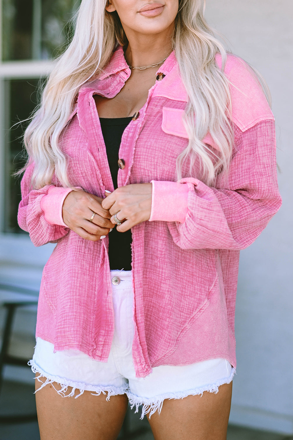 Women's Shacket Featuring Mineral Washed Cotton