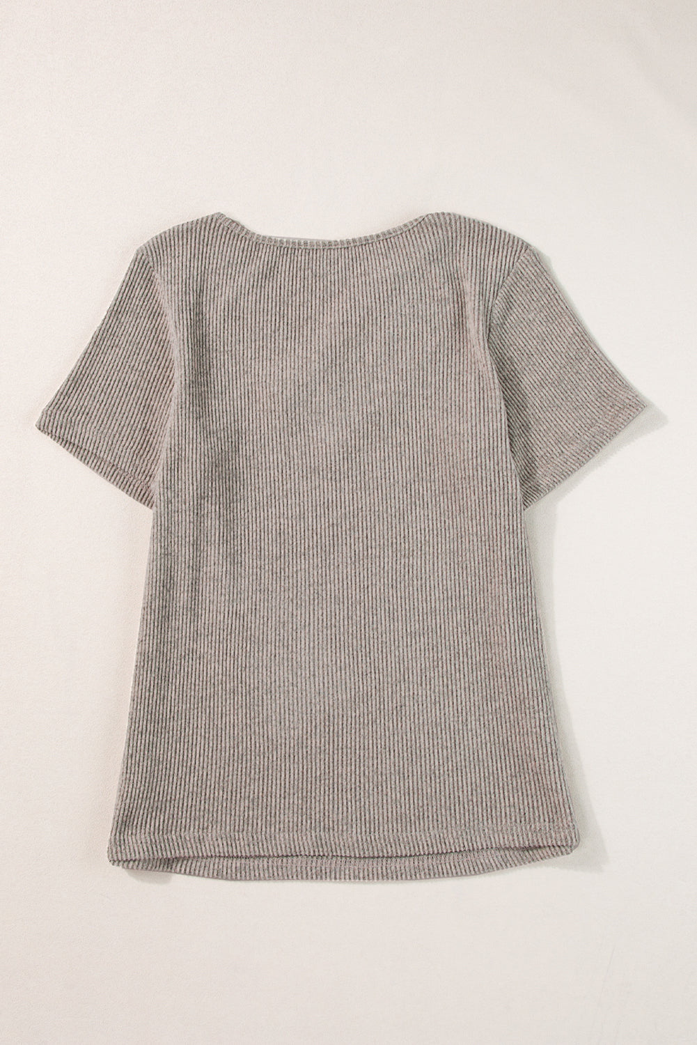 Women's Tee Featuring Rib-Knitted Strappy V Neck