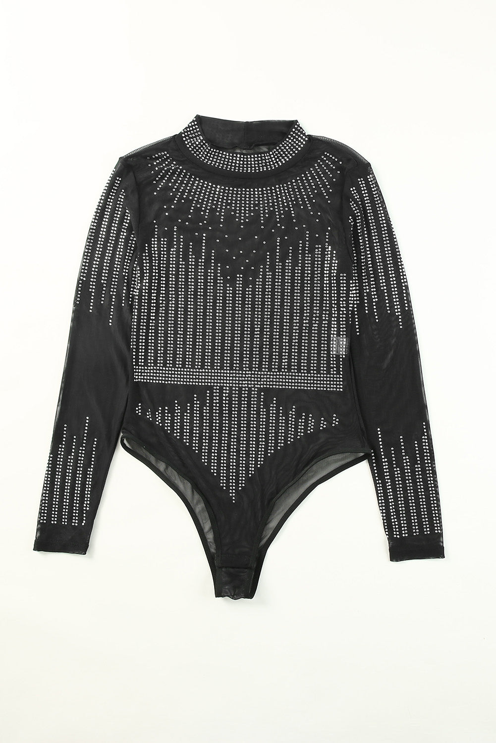 Women's Mesh Rhinestone Semi-Sheer Bodysuit